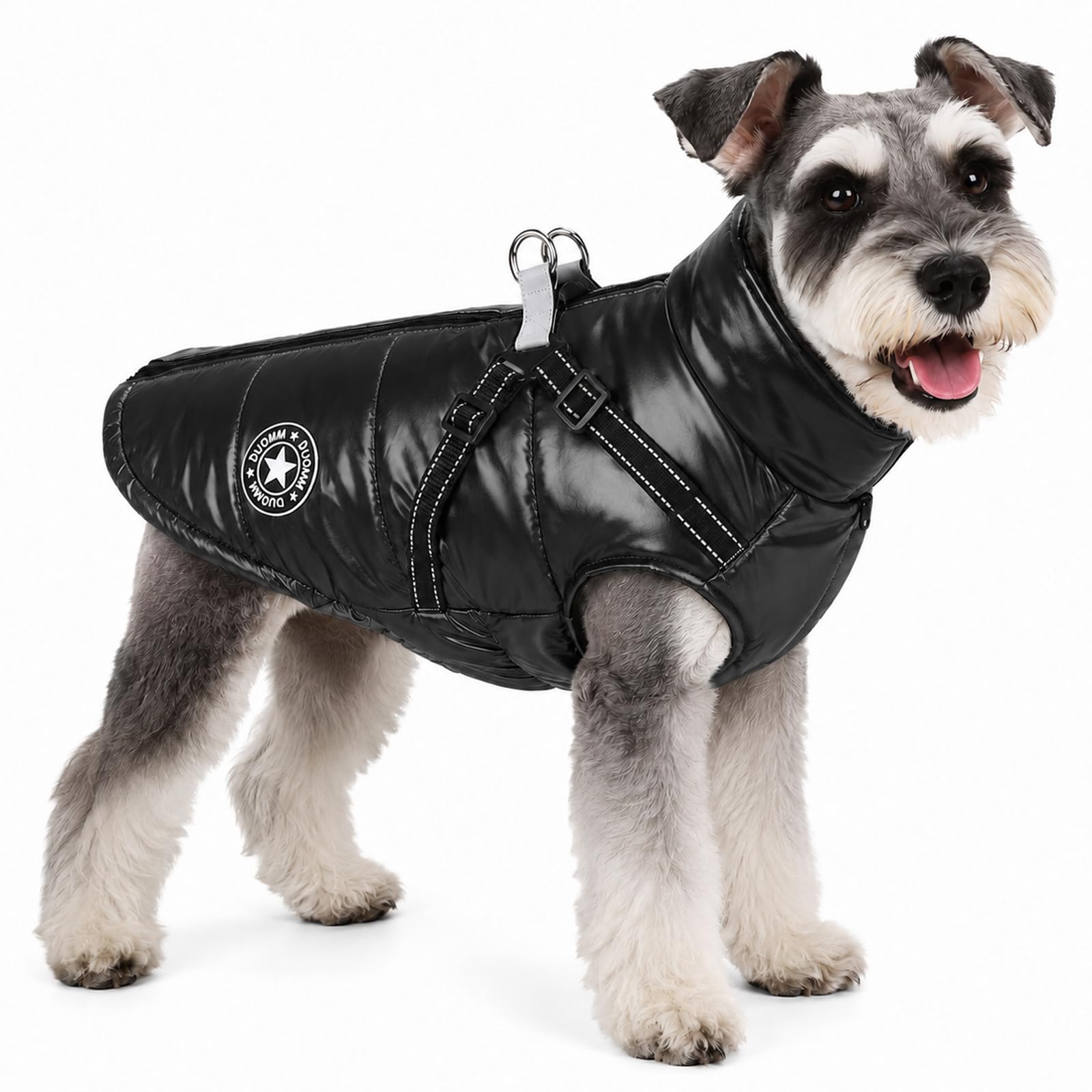 Dog Coats Waterproof, Dog Coat with Harness Built In, Warm Coats & Jackets for Dogs, Water Resistant Windproof Winter Dog Jacket with Reflective Safety Strips for Small Medium Large Dogs，Black：M — image 1