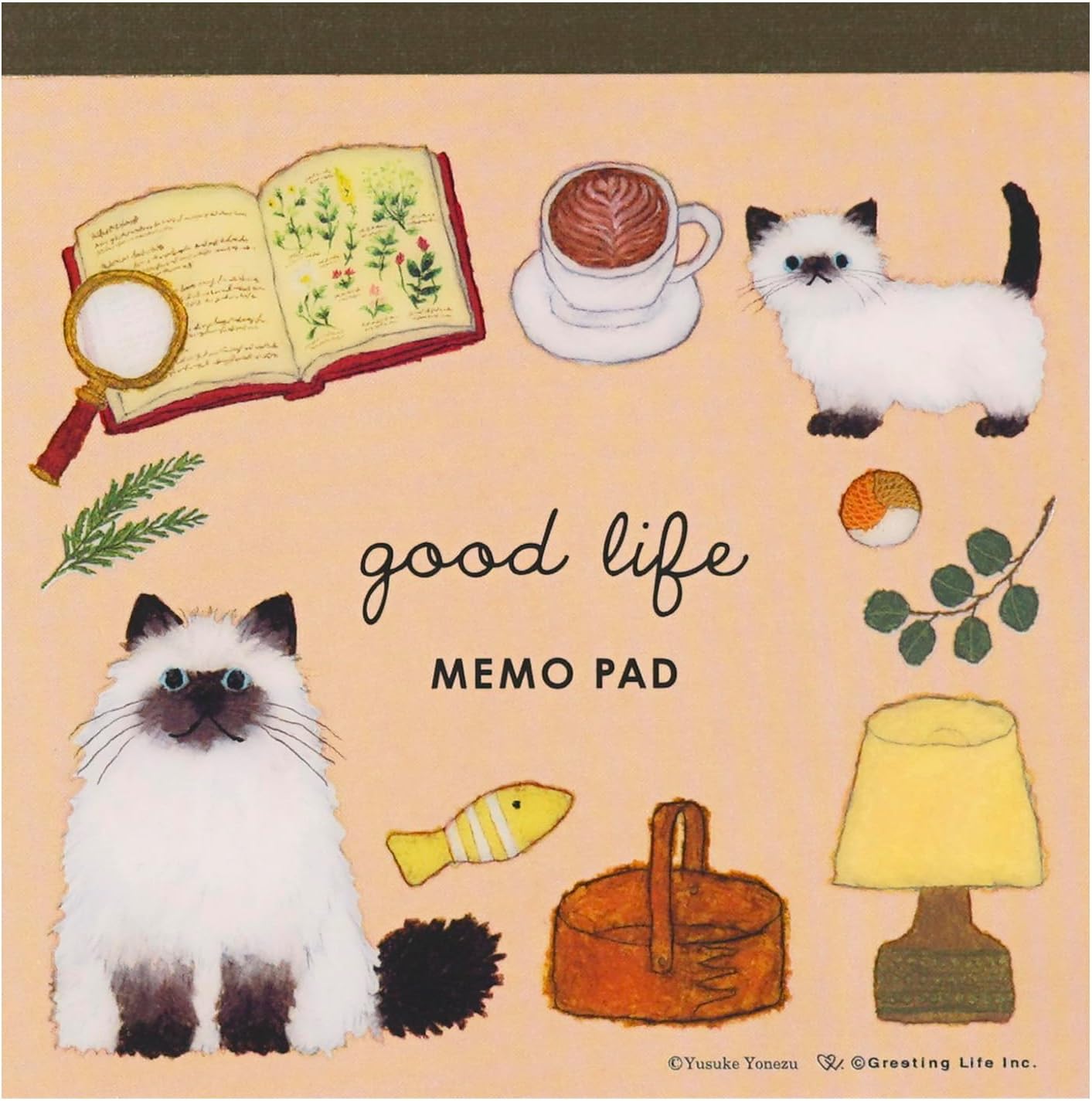 Greeting Life Yusuke Yonezu Square Memo Cat YZN-457 Orange