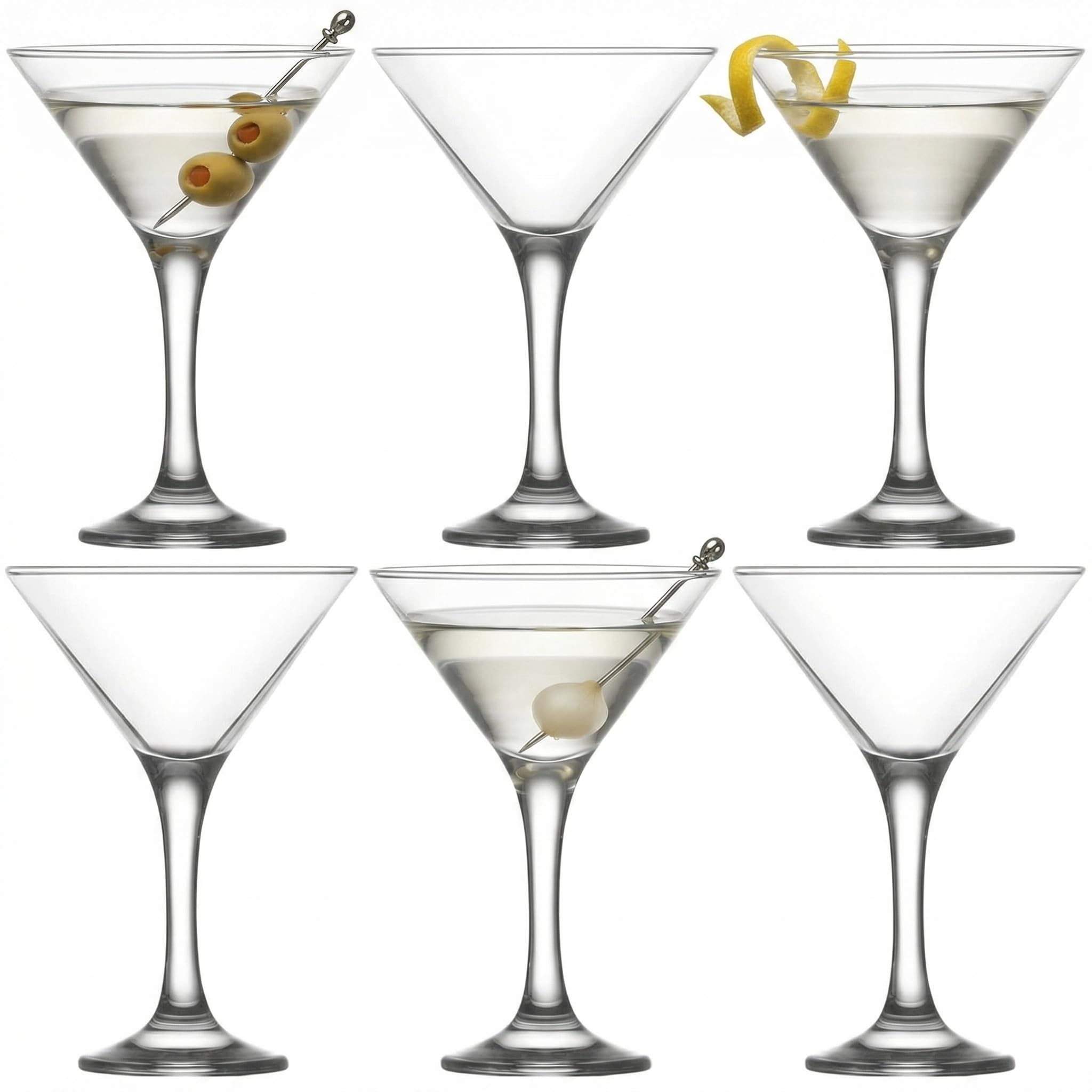 Shov Misket Martini-Gläser-Set 6-teilig Special Edition | Elegante Cocktailgläser & Dessertgläser | 175ml | Spülmaschinenfest | Klassisches V-Form Design mit langem Stiel
