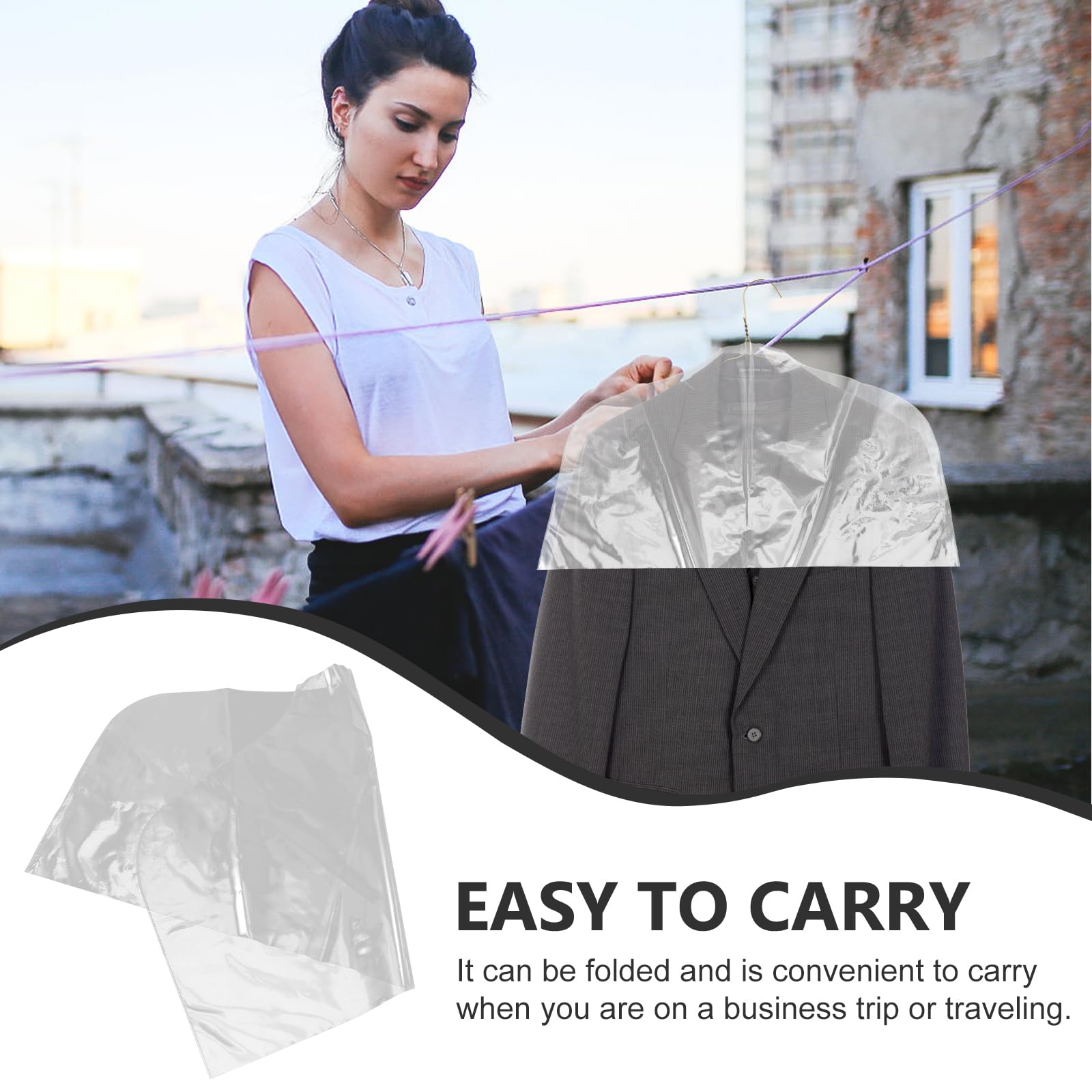 Kichvoe Suit Covers Plastic Clothes Covers: 10pcs Clear Shoulder Clothes Bags Garment Bags Coat Covers Clothes Protectors For Clothes Rail Closet Hanging Suit Coats Jackets Dresses 30 * 40cm - Image 3