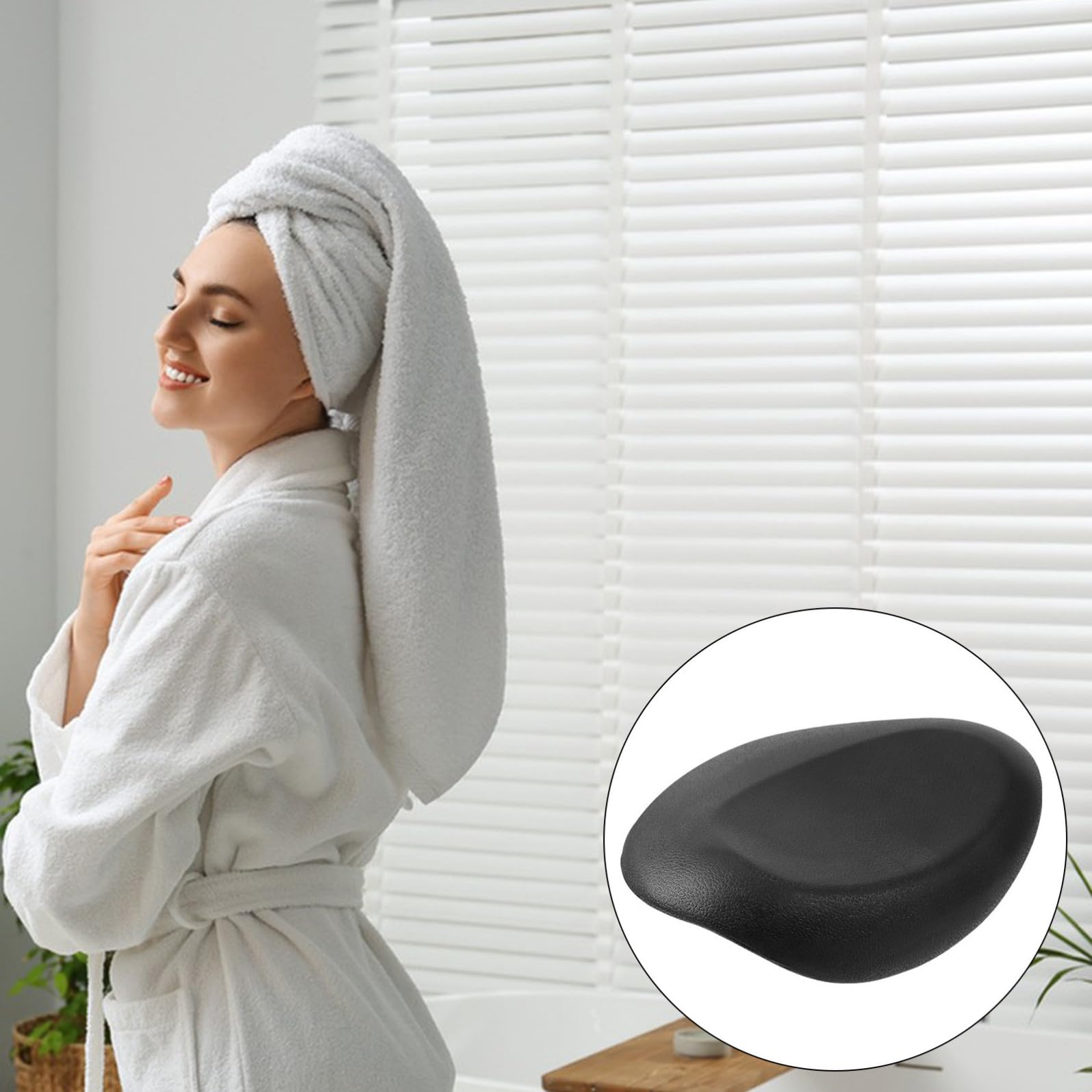 POPETPOP Cuscino da Bagno in Pu Supporto e Collo, Ventose Resistenti, Design Ergonomico per Doccia e Spa