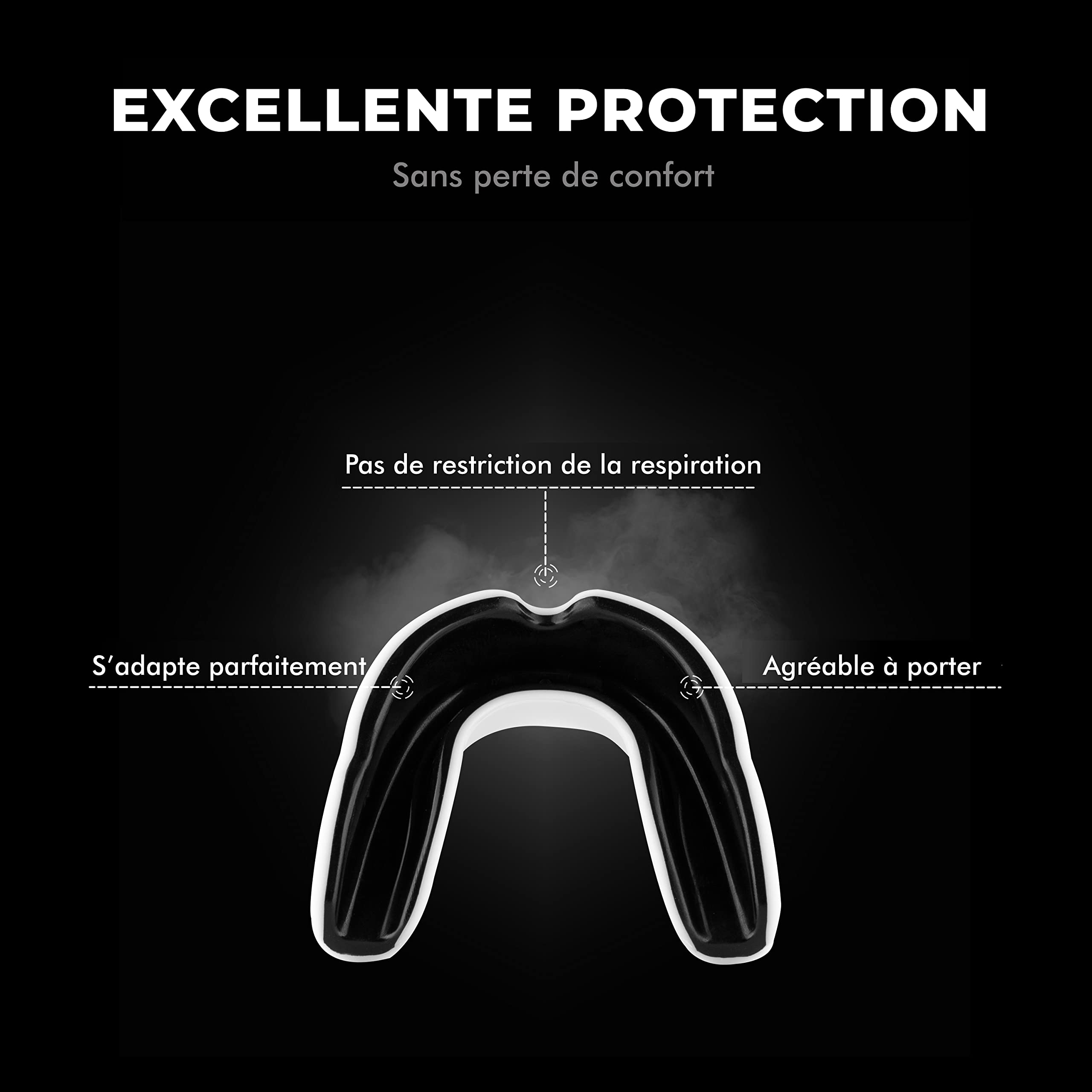 FIGHTR® Protège-Dents Sport Boxe MMA Muay Thai Hockey Arts Martiaux Respiration Facile Ajustable Boîte Hygiène