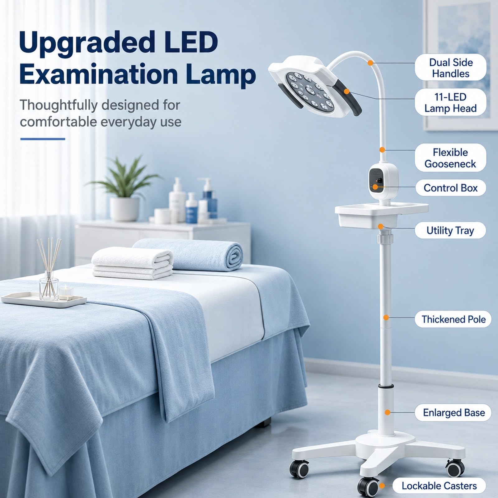 Lampada da Visita a LED da 12W (luce Chirurgica Senza Ombre), per Ginecologia, Ambulatori, Stomatologia e Otorinolaringoiatria