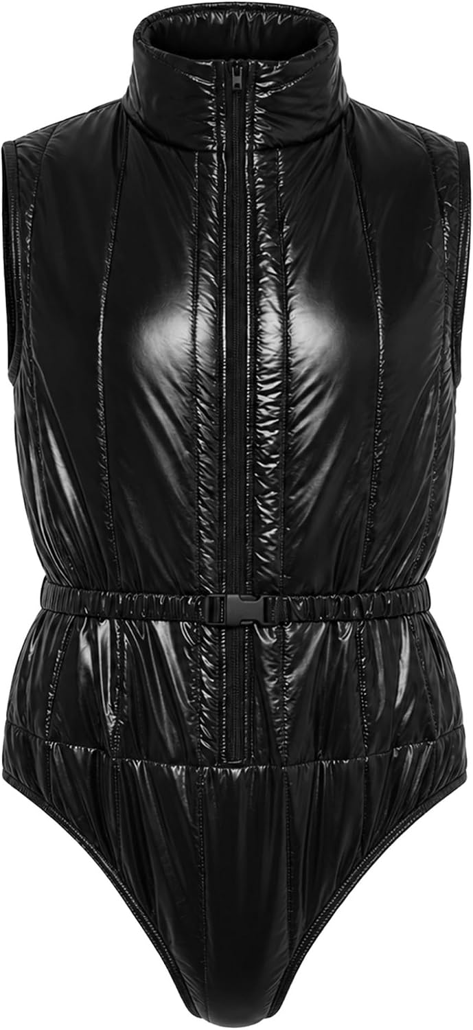 Hansber Men Plastic Bodysuit Padded Diaper Cover Washable Leotard