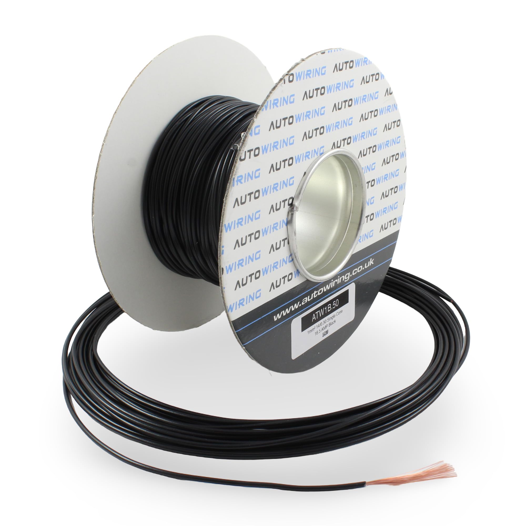 16.5 AMP Rated 1mm² 17 AWG Single Core Stranded Copper Cable 12v 24v Thin Wall Wire (10M 20M 50M 100M) (Black, 20 Metre Coil)