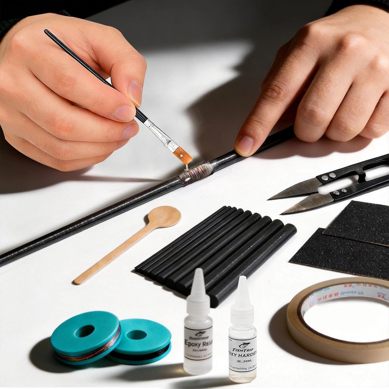 FishTrip 10Pcs Fishing Rod Repair Kit, Carbon Fiber Blanks for Rod Building image 5