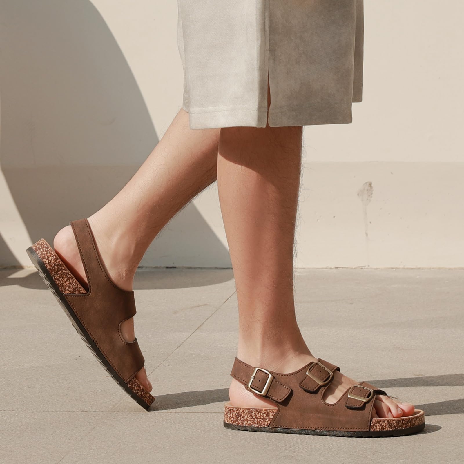 zaxunai Sandali Donna Zoccoli Uomo con Cinturino Regolabile Sughero Plantare Sandali Estate Estive Punta Aperta Antiscivolo Gomma Suole Pantofole Adulto Moda Sandalo All'aperto Ciabatte