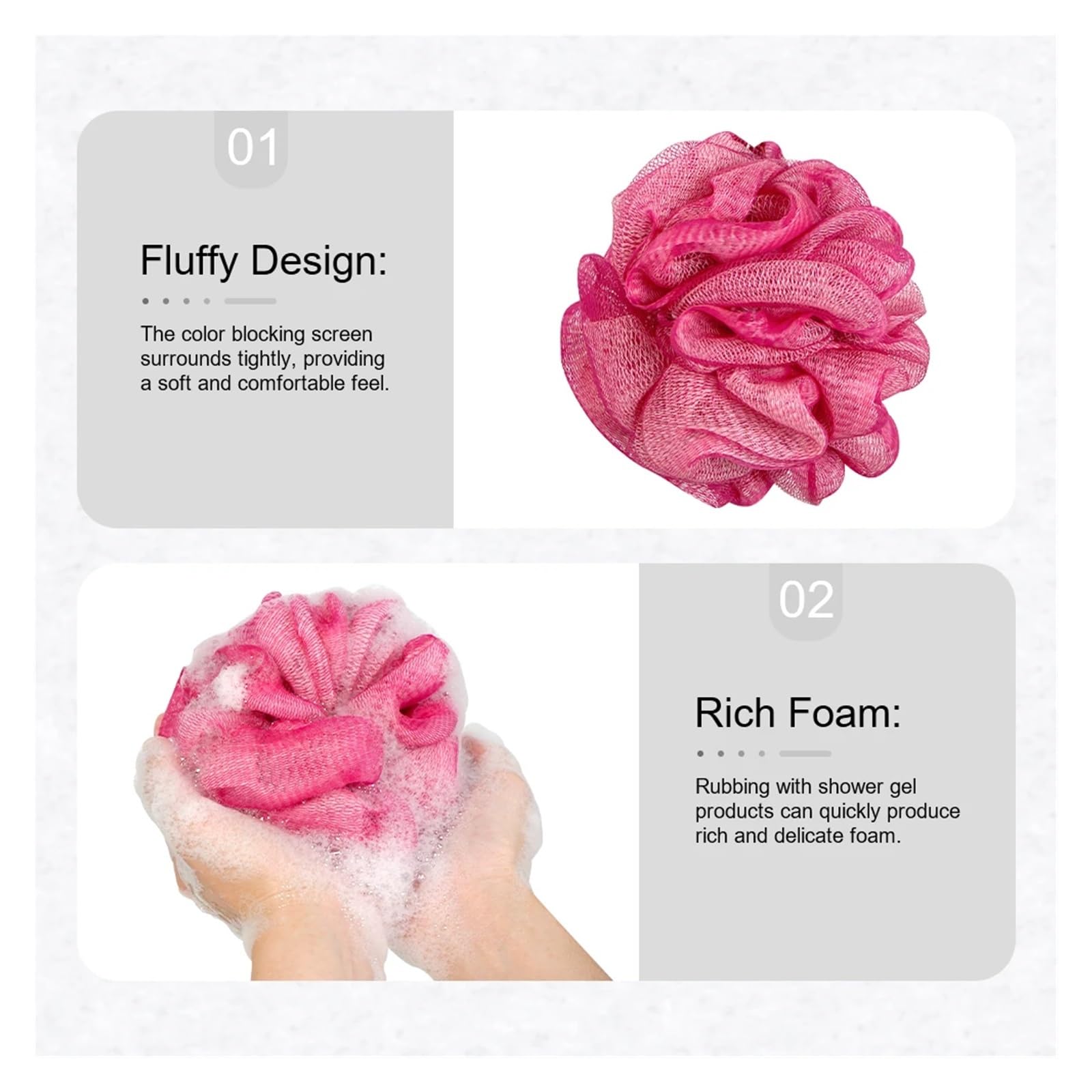 Esponja BañO Esponja de baño de malla extra suave for ducha, paquete de 1/2/3 unidades, exfoliante corporal for mujeres y hombres(Pink-3pcs)