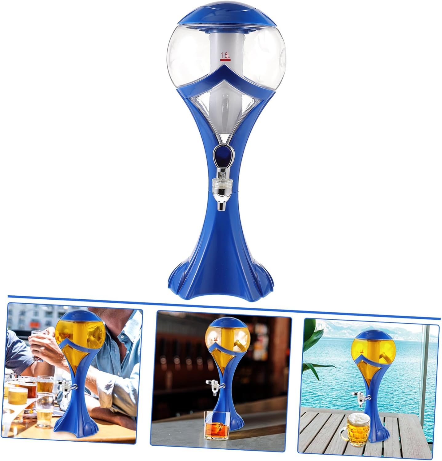 Cabilock Luminous Beer Tower Dispenser with Ice Container Juice and Beverage Party Dispenser for Home Gatherings Easy to Clean and Disassemble for Summer Events