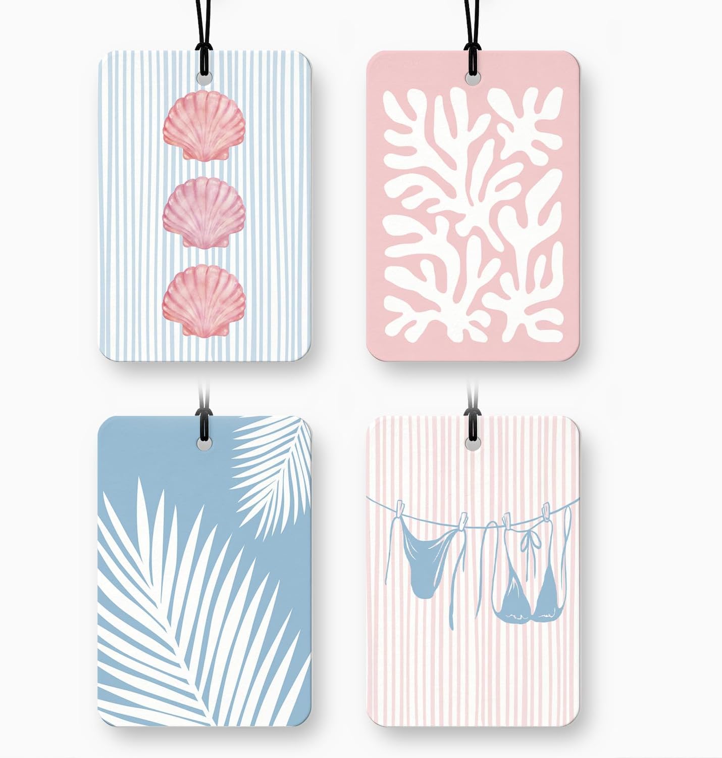 Preppy Pink Beach Car Air Freshener 4pcs, Trendy Pink Girly Beach Cray Hanging Air Freshener Decor for Cars Closet Drawer Books, Cute Beachy Car Accessories Mirror Decor for Women Teen Girls
