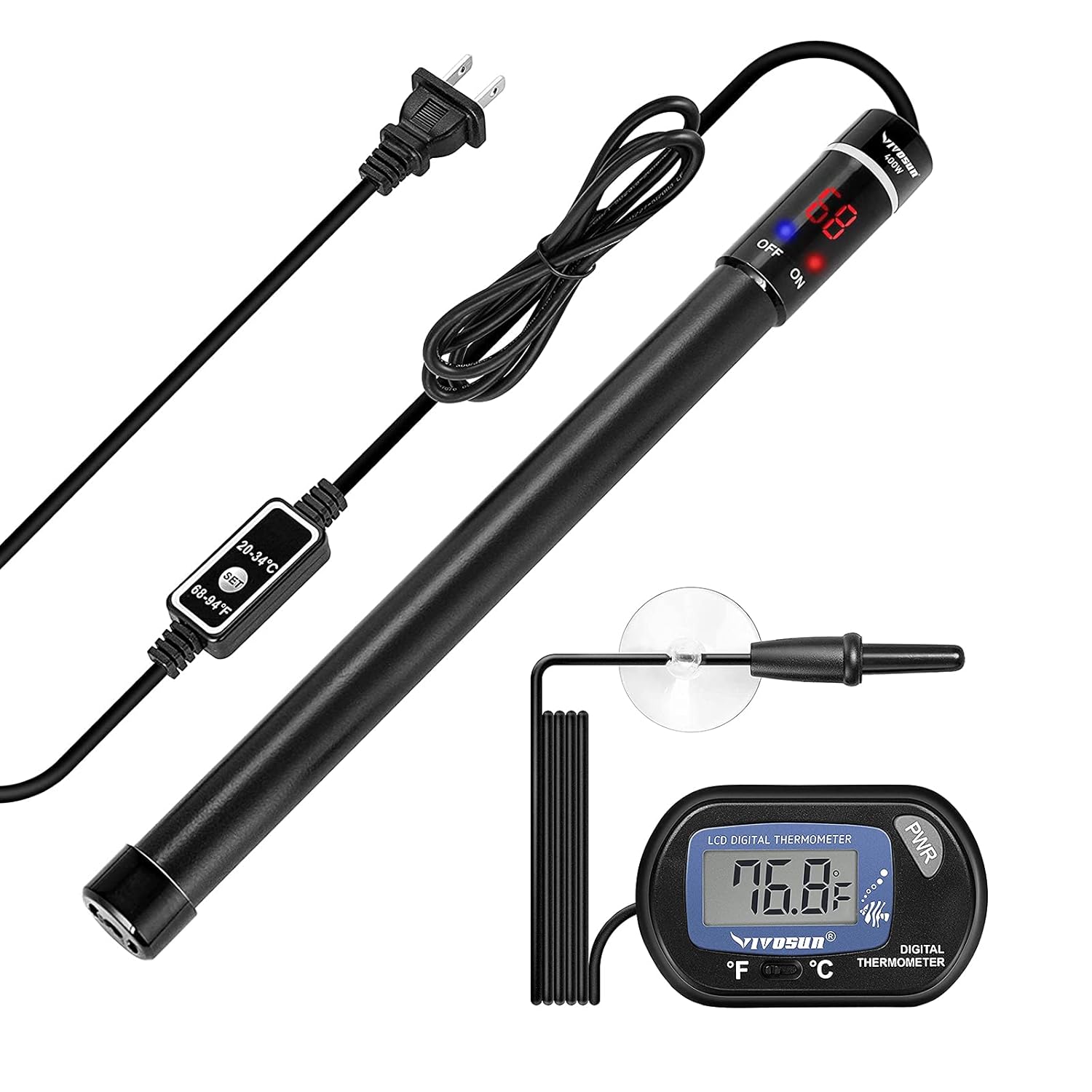 VIVOSUN Submersible Aquarium Heater with Thermometer