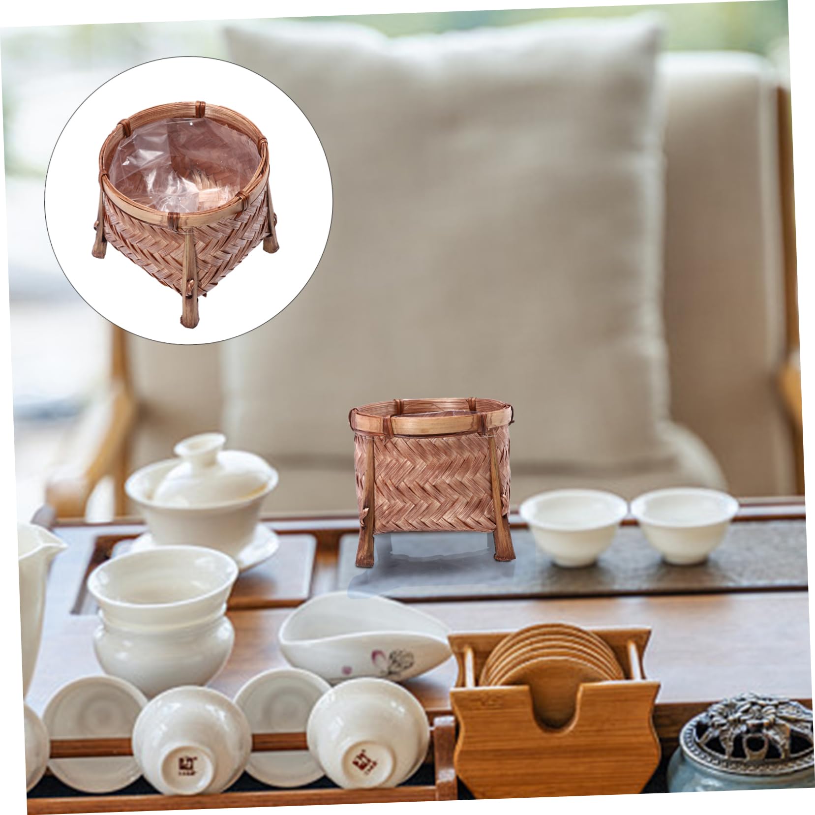 MUCKLILY Woven Flower Storage Basket Multi Functional Organizer for Tea Decorative Storage Holder for Home Material for Space Saving