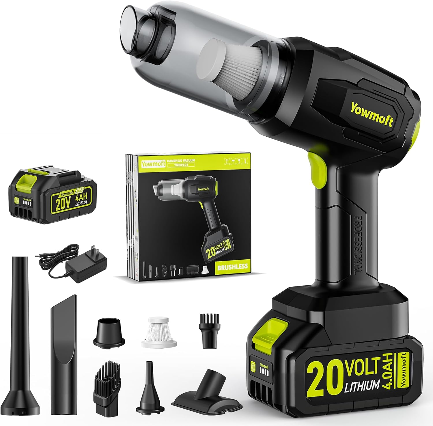 Car Handheld Vacuum Cordless with Battery 21000pa Strong Suction, 3 in 1 Vacuum Portable Cordless & Blower Kit with 200W Brushless Motor, Battery Operated Shop Vac for Home, Truck Car, Office