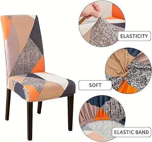 Miniatura 6 de Forros para Sillas De Comedor - 46 piezas impresas para sillas de comedor de elastano, antideslizante, lavable, fundas de muebles adecuadas para
