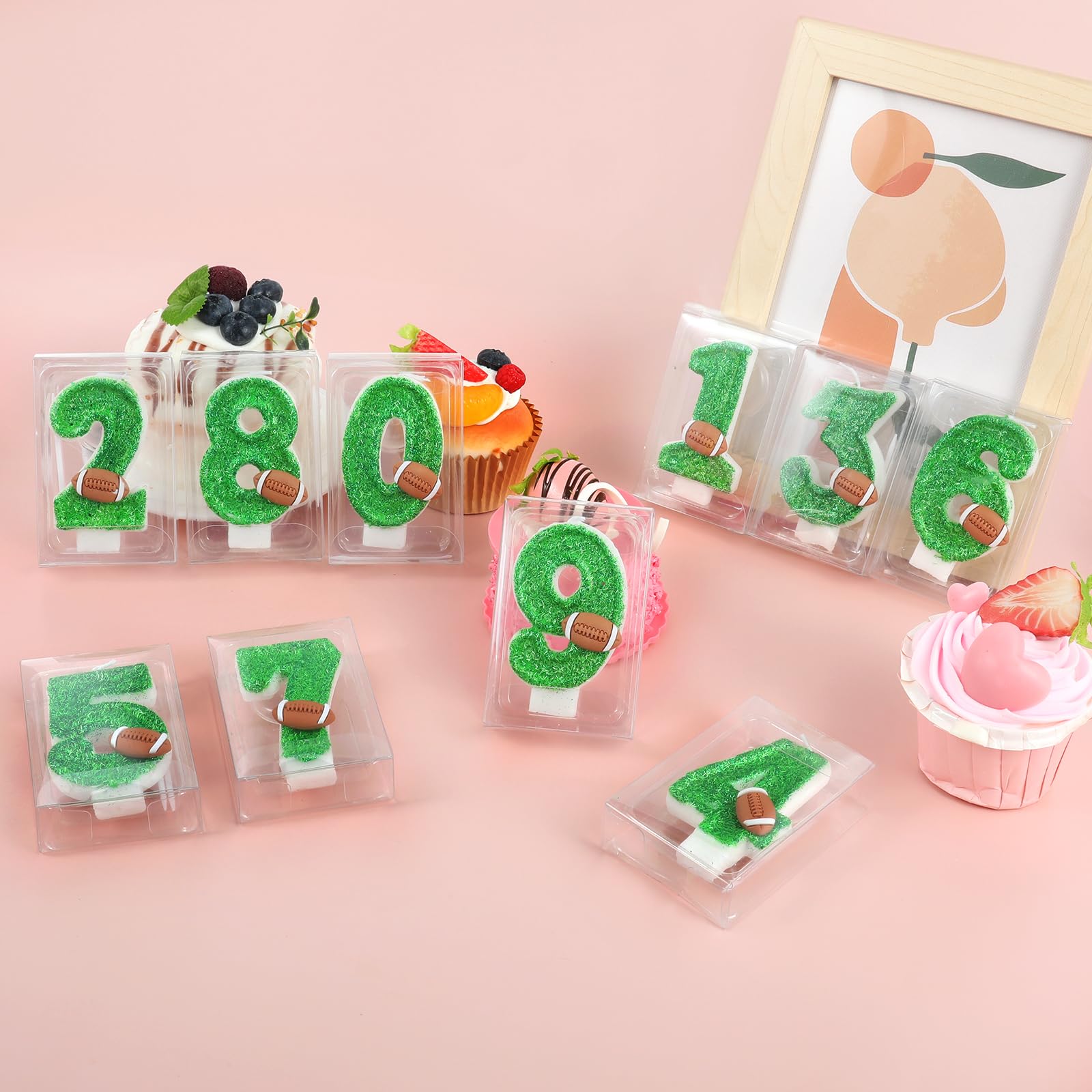 Velas De Cumpleaños De Fútbol Con Números Para Pastel Verde Número 2