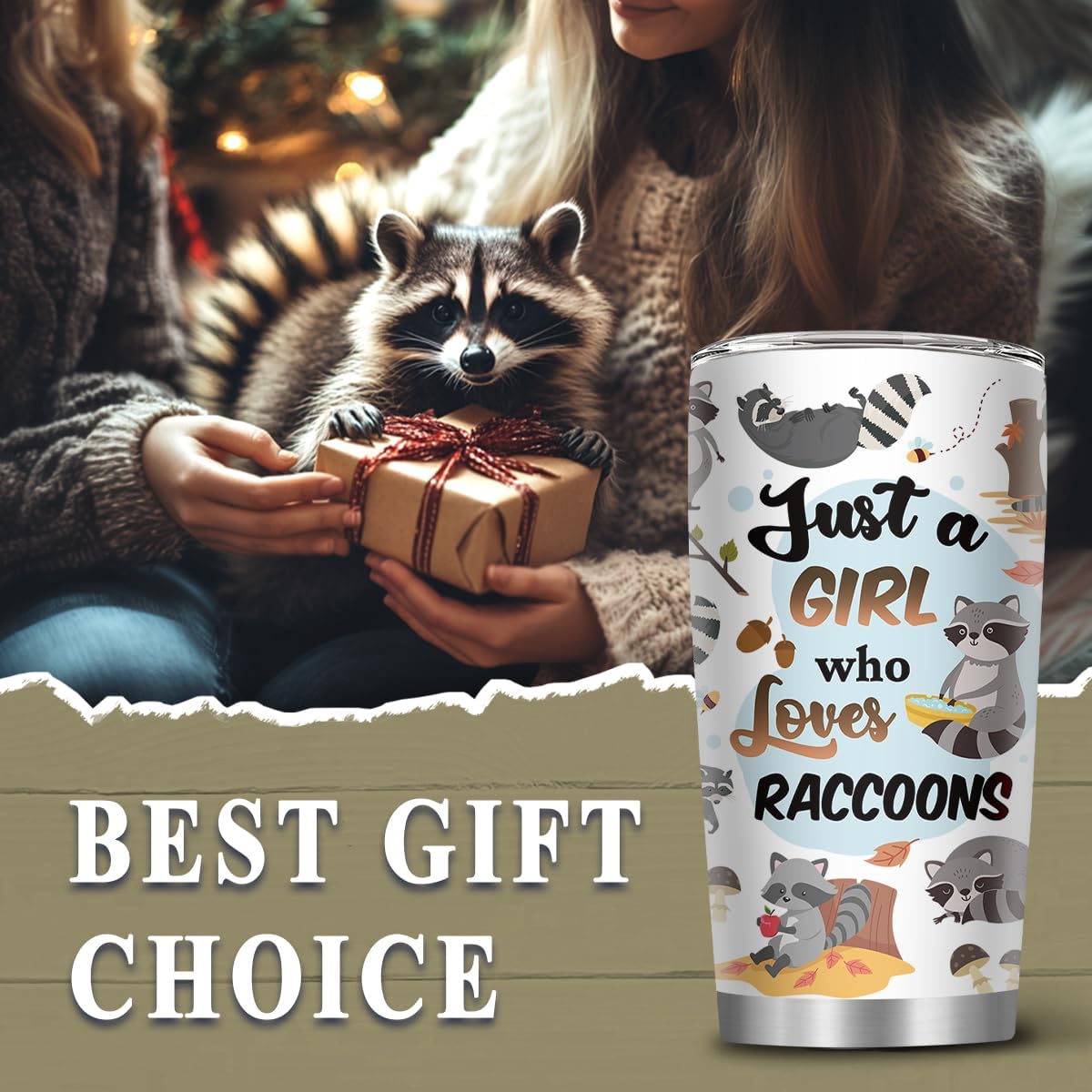 Raccoon Gifts for Women, 20oz Stainless Steel Raccoon Tumbler, Raccoons Mug for Women Sister Bestie Lover Thanksgiving Christmas Birthday Gift, Raccoon Cup with Straw, 1 PCS - Image 7
