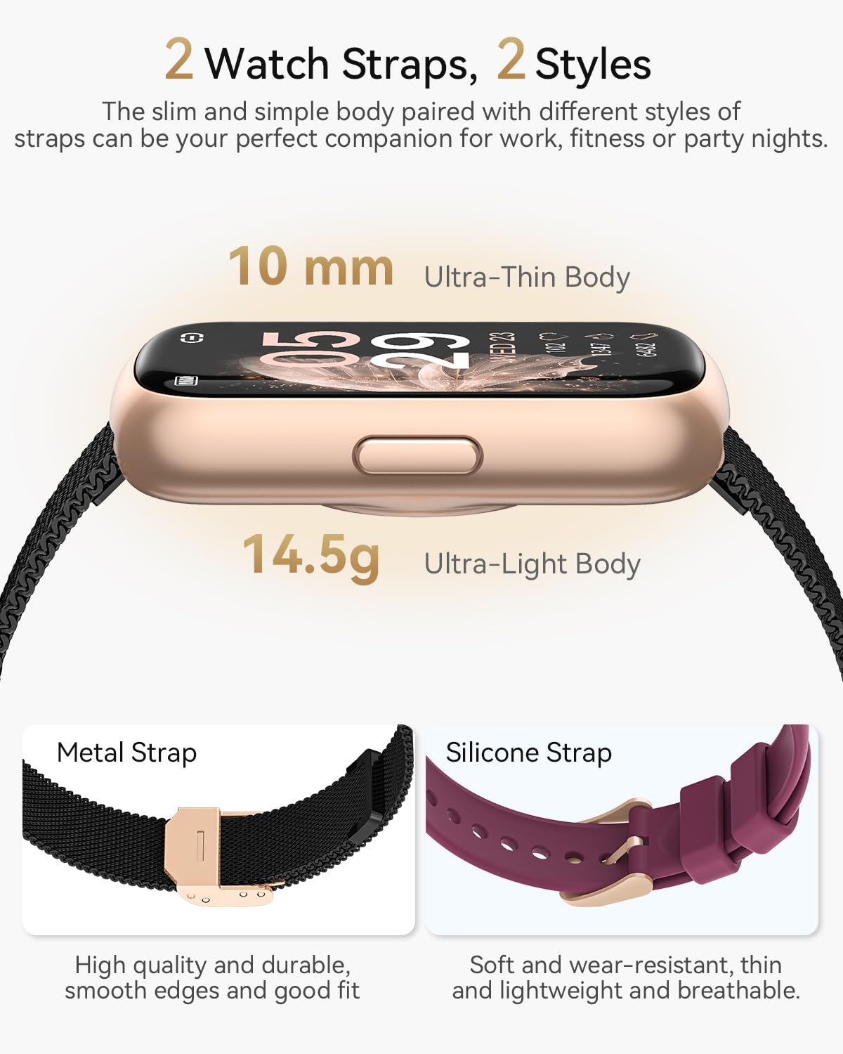 RUXINGX Smartwatch Donna, Orologio Contapassi con 24 Sport, 24H Cardiofrequenzimetro, SpO2, Ciclo Mestruale, Sonno, IP68 Orologio Fitness Activity Tracker Notifiche, Smartband per Android iOS Nero Oro