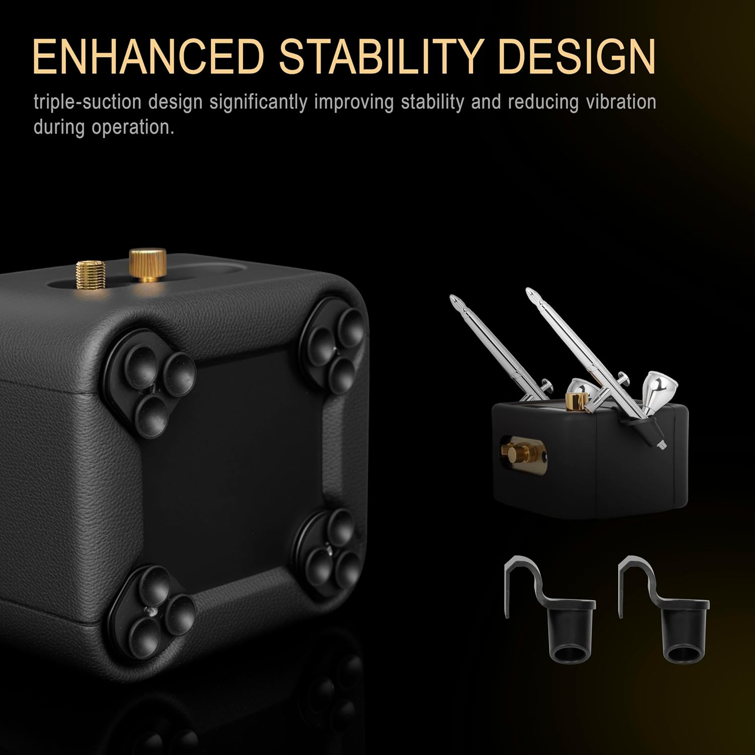 Airgoo Premium Airbrush Compressor Kit Aurora AS-302, Portable Mini Compressor, Ultra Quiet, Precision Pressure Control for Modeling, Painting, Hobby Tattoo, Nail Art, Cake Decor, Makeup