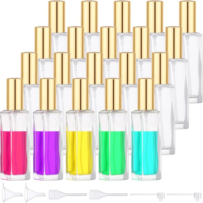 Segbeauty Frascos de Spray para Perfume Recarregáveis de Vidro, 20 mL, Pacote com 20 e Kit de Recarga