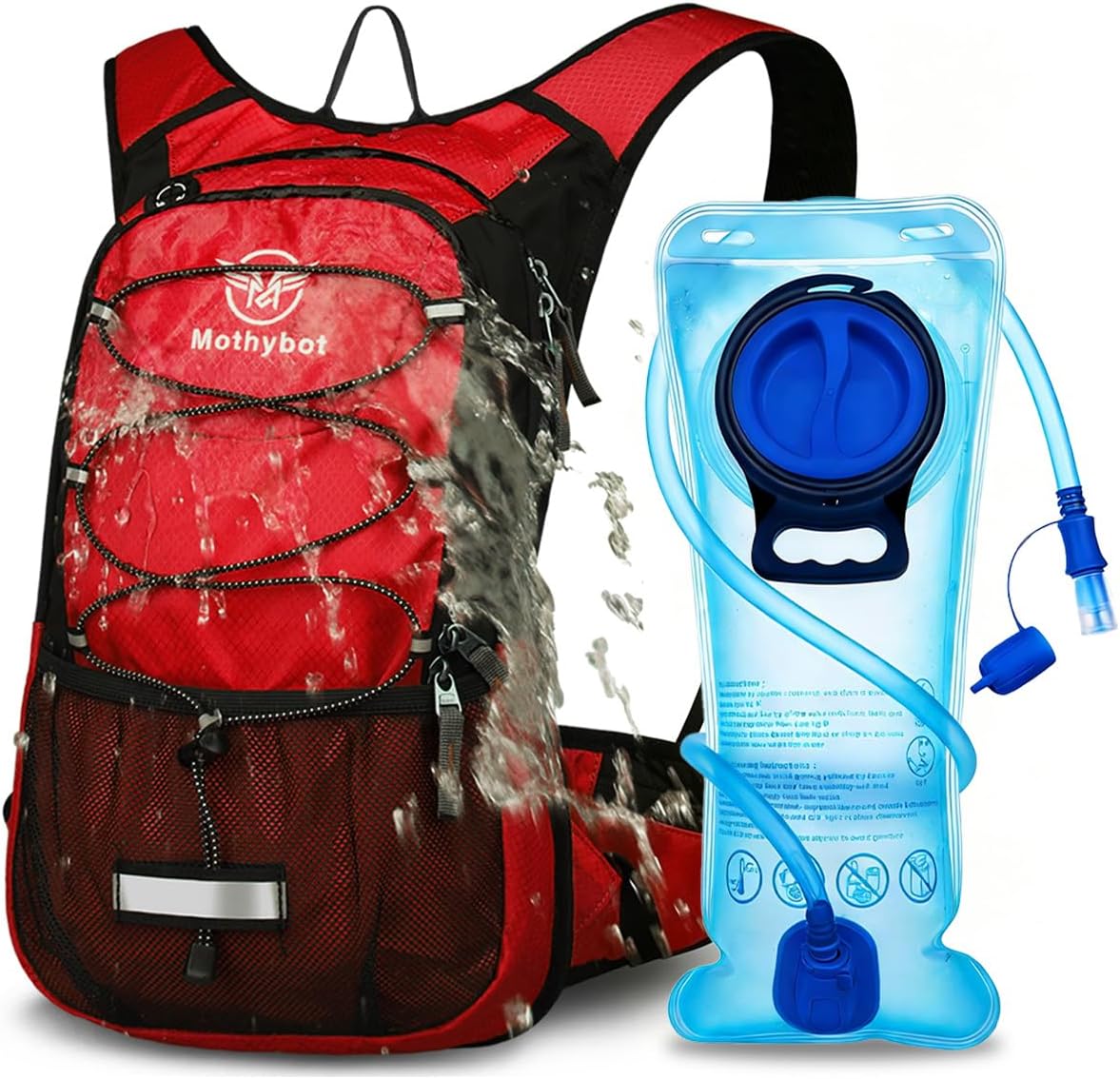 Mothybot Hydration Pack, Insulated Hydration Backpack with 2L BPA Free Water Bladder and Storage, Hiking Backpack for Men, Women, Kids for Running, Cycling, Camping - Keep Liquid Cool up to 5 Hours