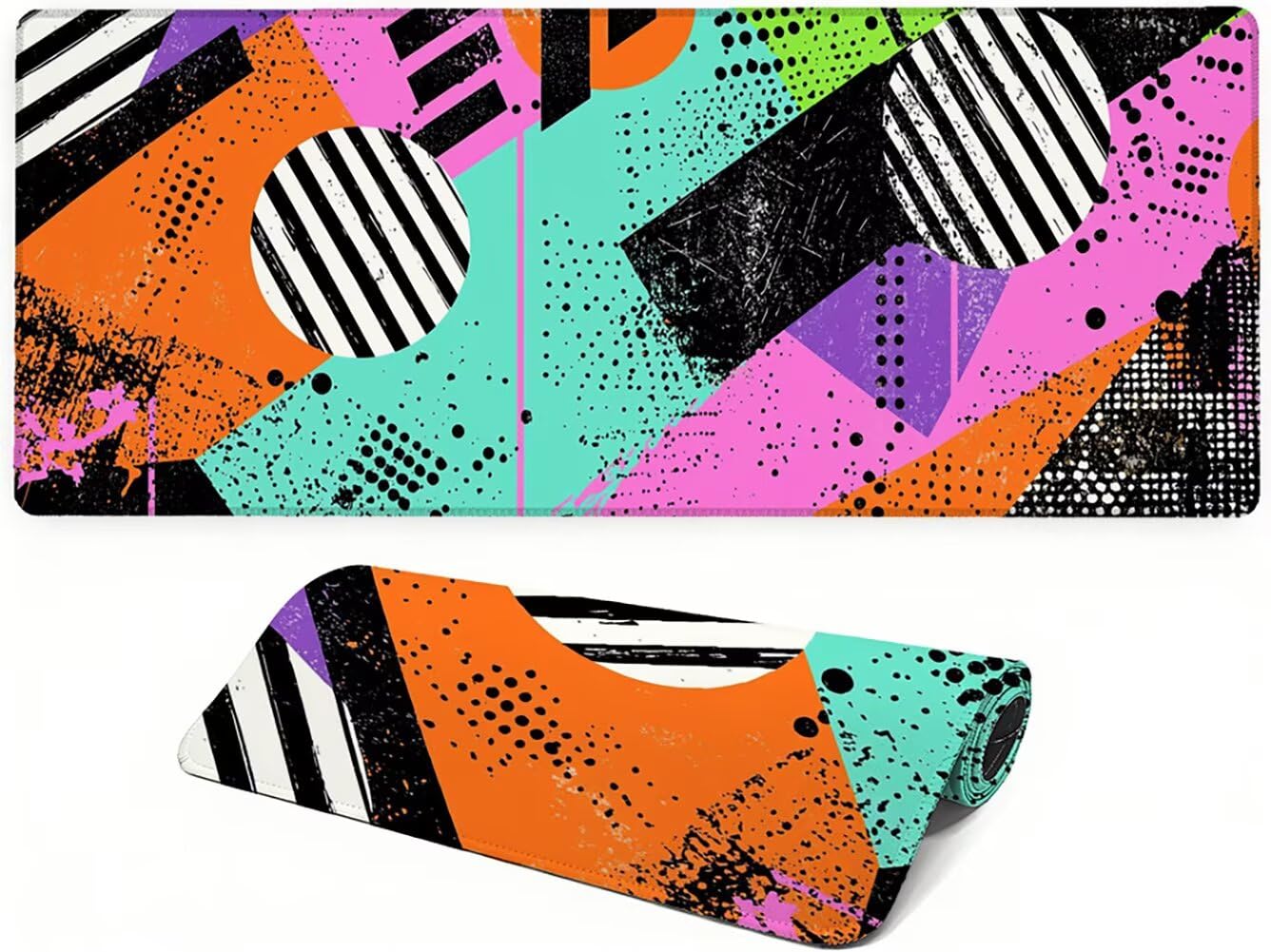 YF-3972 Podkładka pod mysz XXL, 1600 x 800 x 3 mm, retro, bardzo duża, antypoślizgowa, gumowa podstawa, wielokolorowa, duża, nadaje się do prania, precyzyjna i szybka gamingowa podkładka pod mysz do
