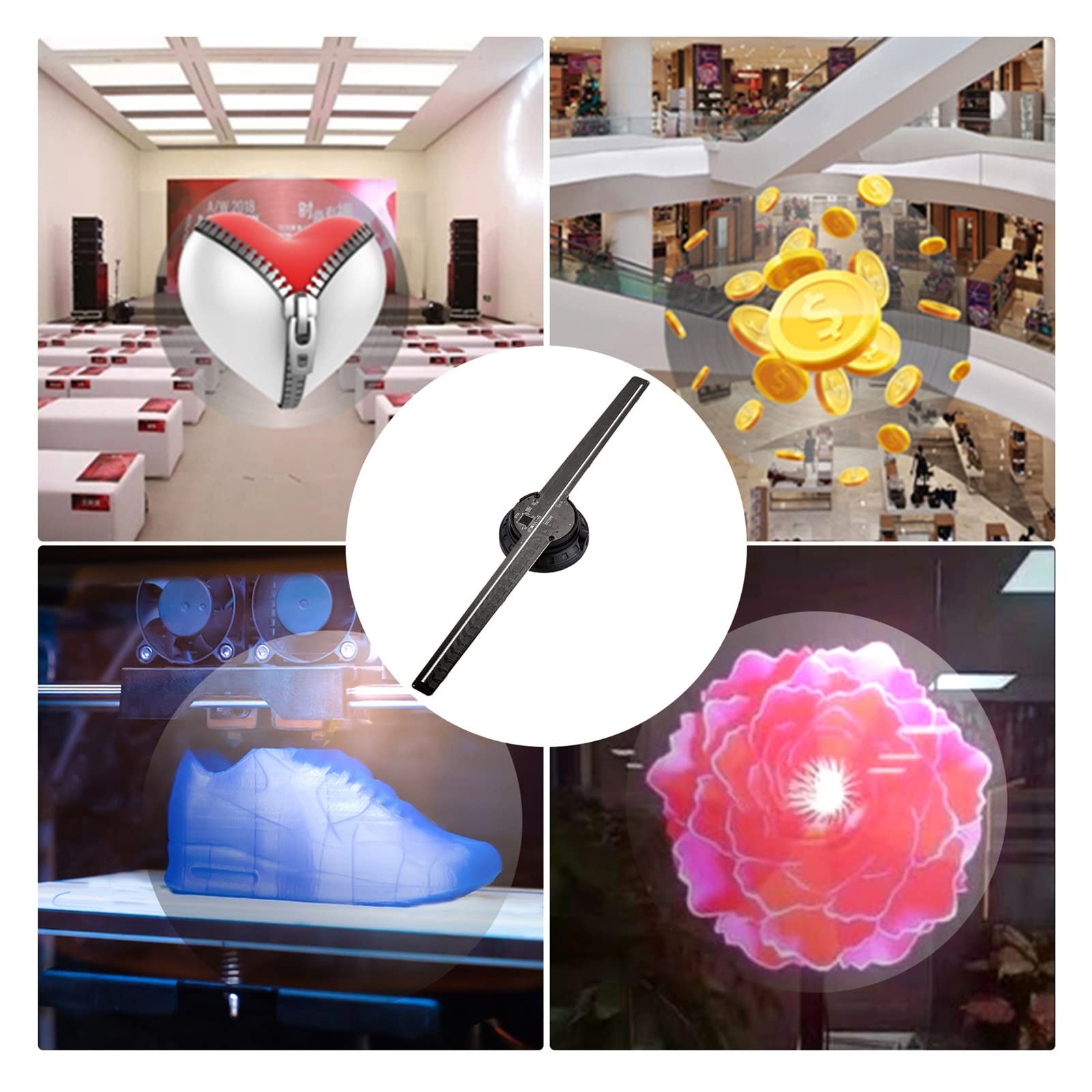 Wentylator z hologramem 3D 3D Hologram Wentylator Wyświetlacz Naścienny Wifi Led Znak Holograficzny Lampa Odtwarzacz Obrazowania Powietrza Hologram Wentylator Projektor