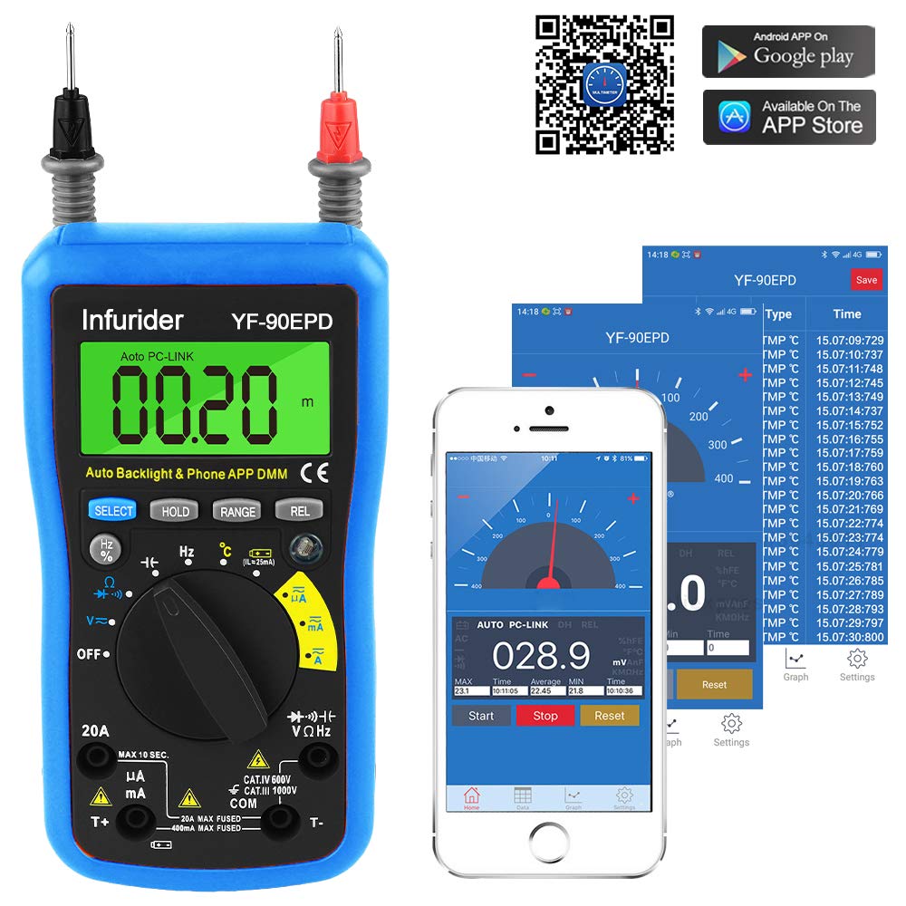 Buy Digital Multimeter,INFURIDER YF90EPD Autoranging Voltmeter Avometer DMM with Bluetooth