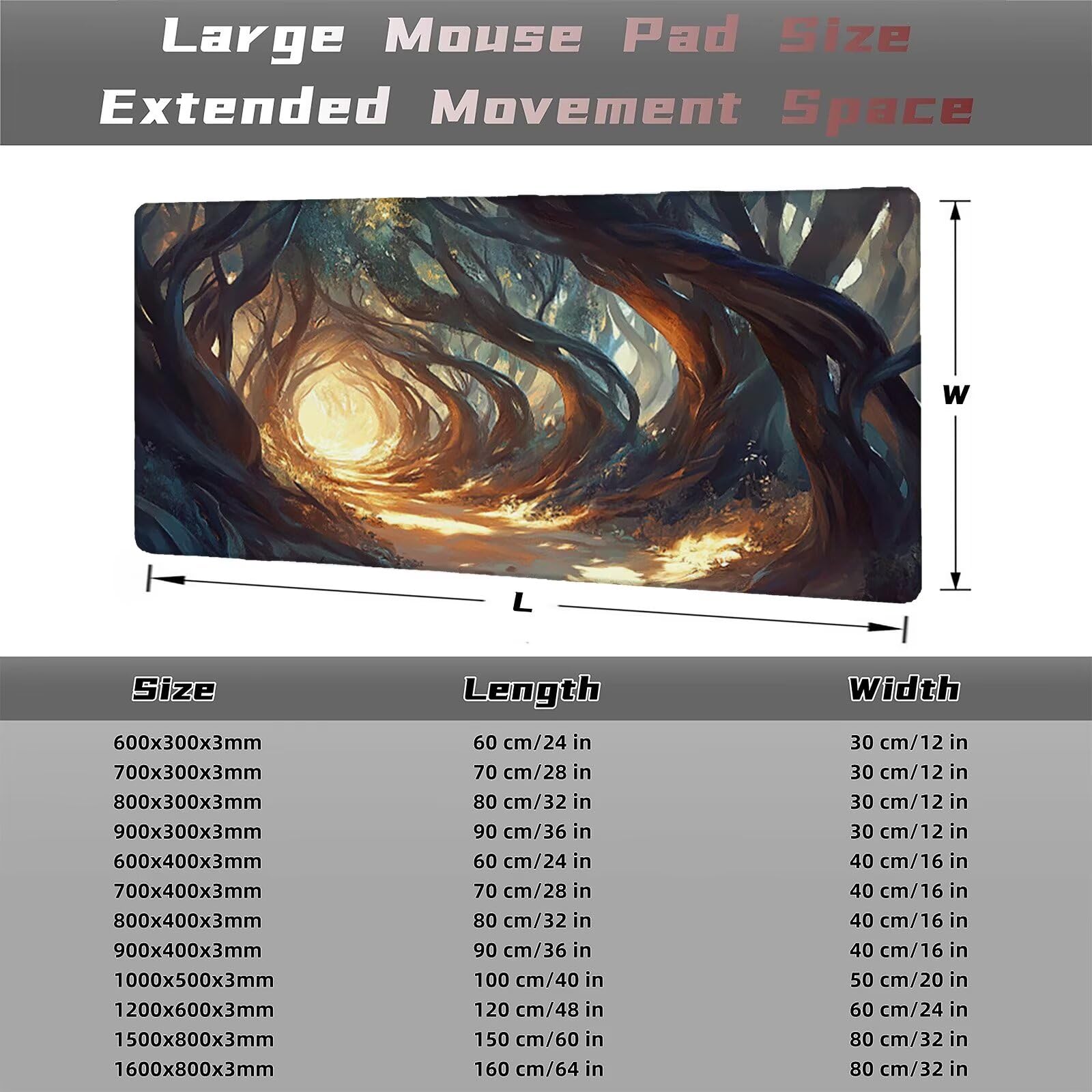 Magia podkładka pod mysz 1500 x 800 mm leśna podkładka pod mysz duża japońska podkładka pod mysz antypoślizgowa gumowa powierzchnia szwy na krawędziach mata biurowa do komputera domowego biura