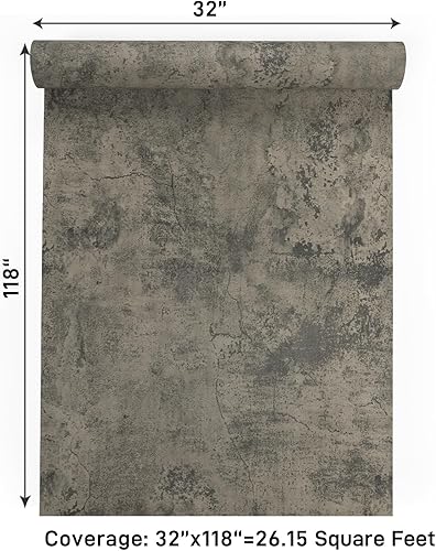 Miniatura 9 de VaryPaper Papel tapiz de hormigón agrietado de 32 x 118 pulgadas, para despegar y pegar, papel tapiz texturizado gris, papel de contacto de cemento,