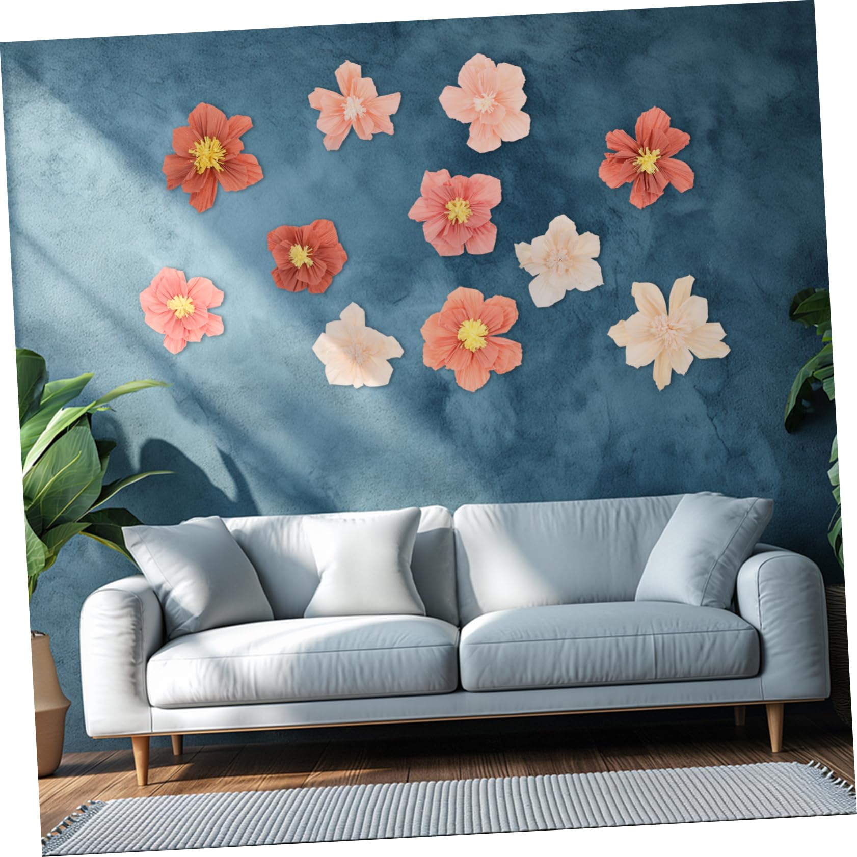 PRETYZOOM 24 Pièces Fleurs en Papier Crépon 3D, Décoratives, Papier