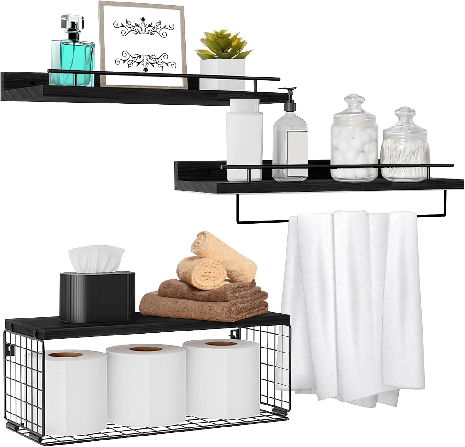 Floating Shelves For Wall, Rustic Wood Wall Mounted Corner Shelf For Bathroom, Kitchen, Bedroom - View #10