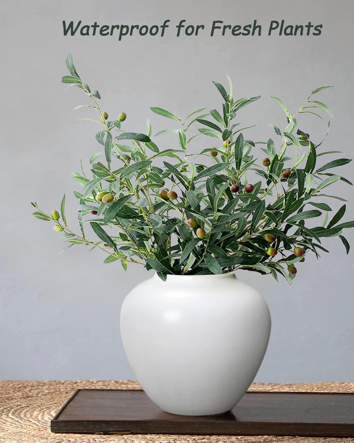 GeLive Short Round White Ceramic Vase Table Centerpiece Moon Jar Jingdezhen Handmade Pottery Vase Glossy Finish Planter Pot Waterproof for Fresh Dried Flower Home Decor Kitchen Utensil Holder