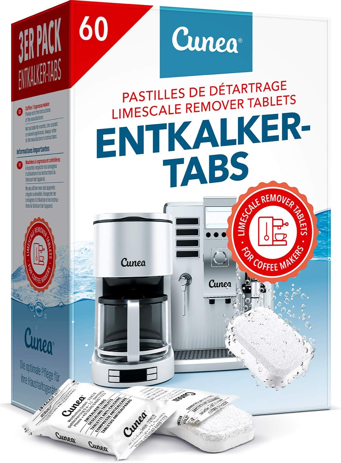 Descaler Tablets for Coffee Machine and Kettle - 60x 16g Limescale Remover Compatible with Delonghi Bosch Tassimo Senseo Nespresso Dolce Gusto Machines