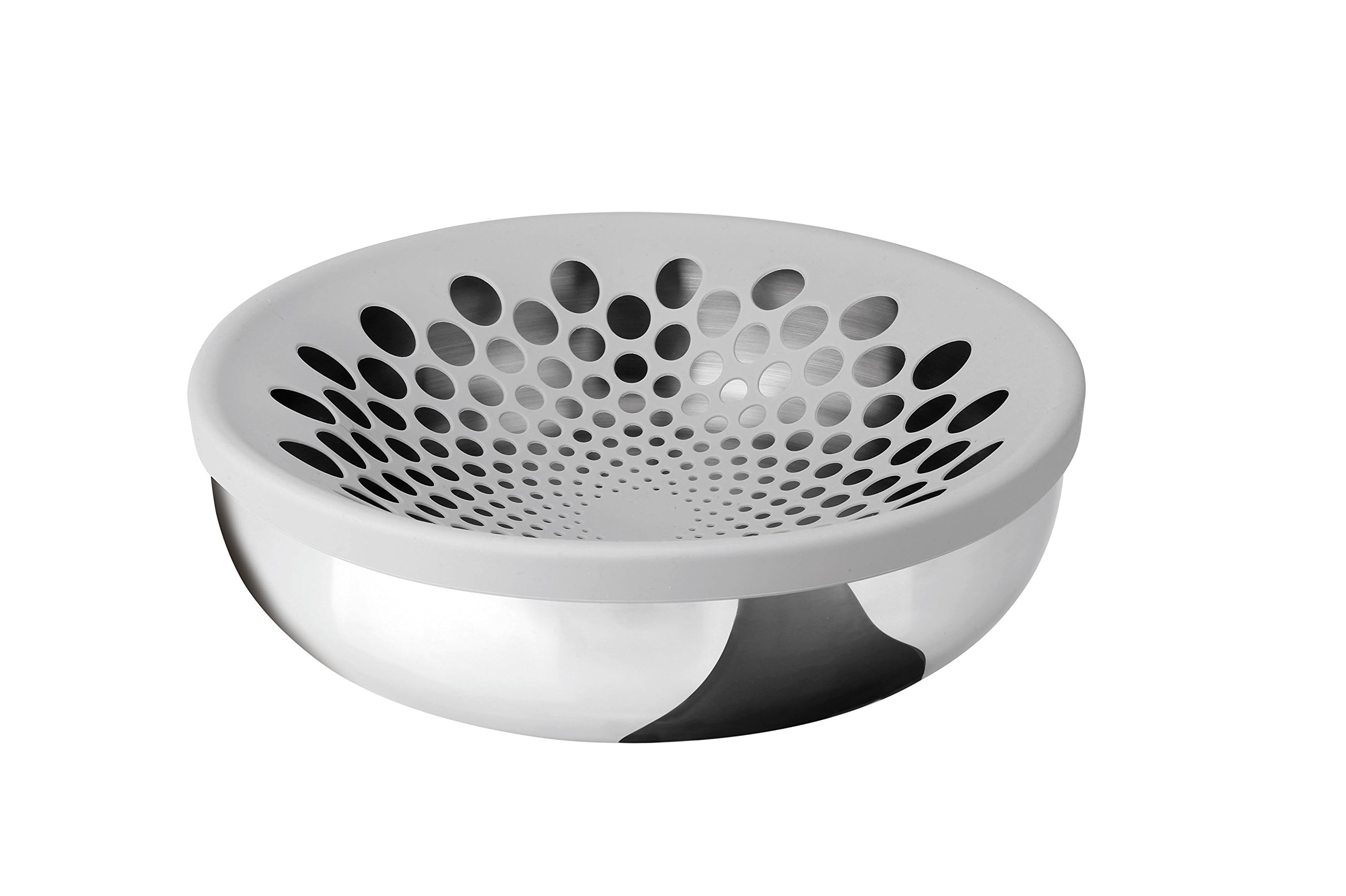 Puresigns AIR Obstschale Edelstahl Poliert Silber mit Silikon ca. 34cm Durchmesser Küche, Haushalt & Wohnen