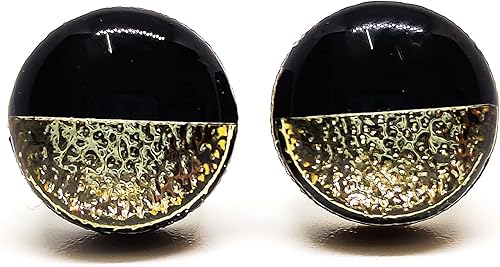 Miniatura 56 de Juego de aretes tipo dormilona de metal martillado de imitación de 0.394 pulgadas, aretes redondos para mujeres, niñas y hombres, hechos a mano