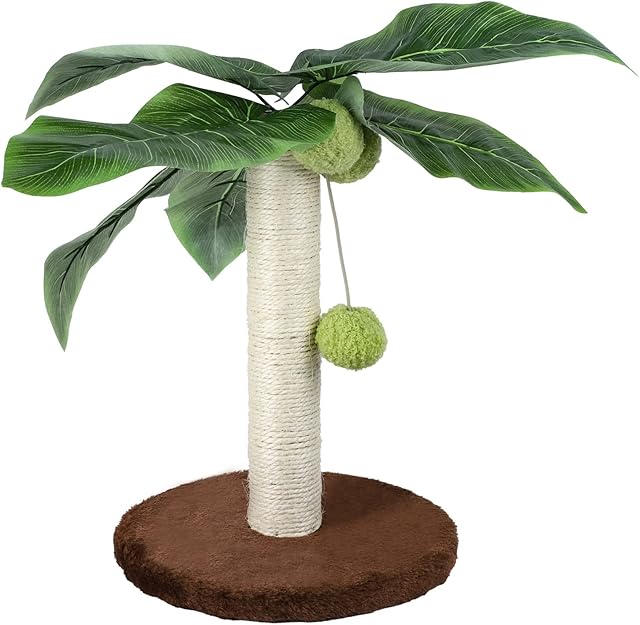 Cactus Cat Tree for Small Cat , Sisal Cat Scratch Post with Drop Ball , Cactus Cat Activity Tree for Indoor Kitten Play (height: 12.5", Base: 9.8" Suitable For Kitten)