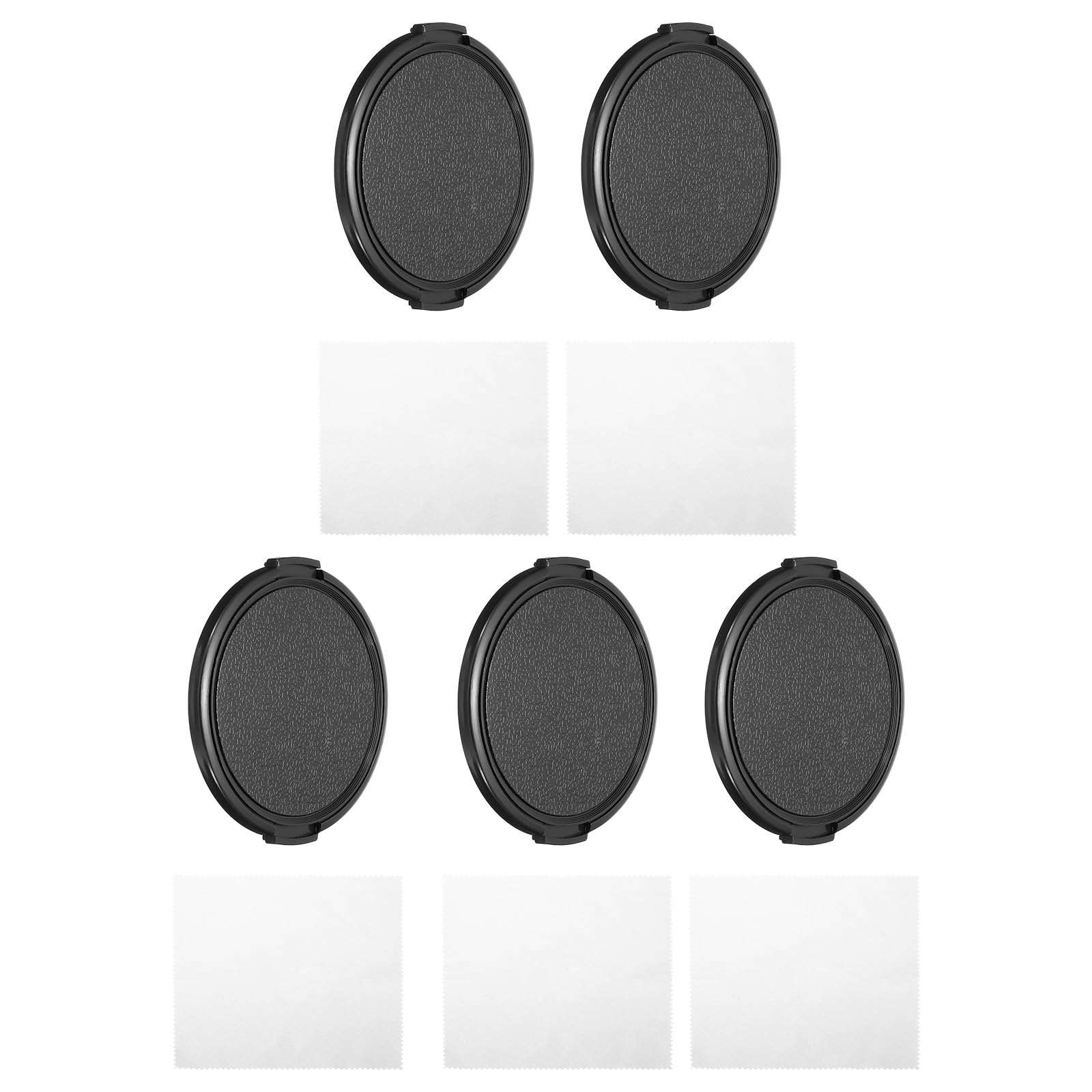 PATIKIL 72mm Lens Cap, 5 Pack Sides Pinch Snap Camera Lens Cover for Front Lens with Cleaning Cloth, Suitable for 72mm Thread Universal DSLR Lenses, Black