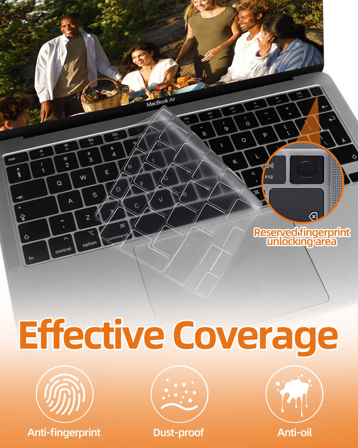 Copritastiera Ultrasottile per MacBook Air/Pro 13.6-16" M1-M4 EU Layout - TPU Chiaro | Accessori per tastiere Pellicola Protettiva Impermeabile Antipolvere,Design Ultrasottile