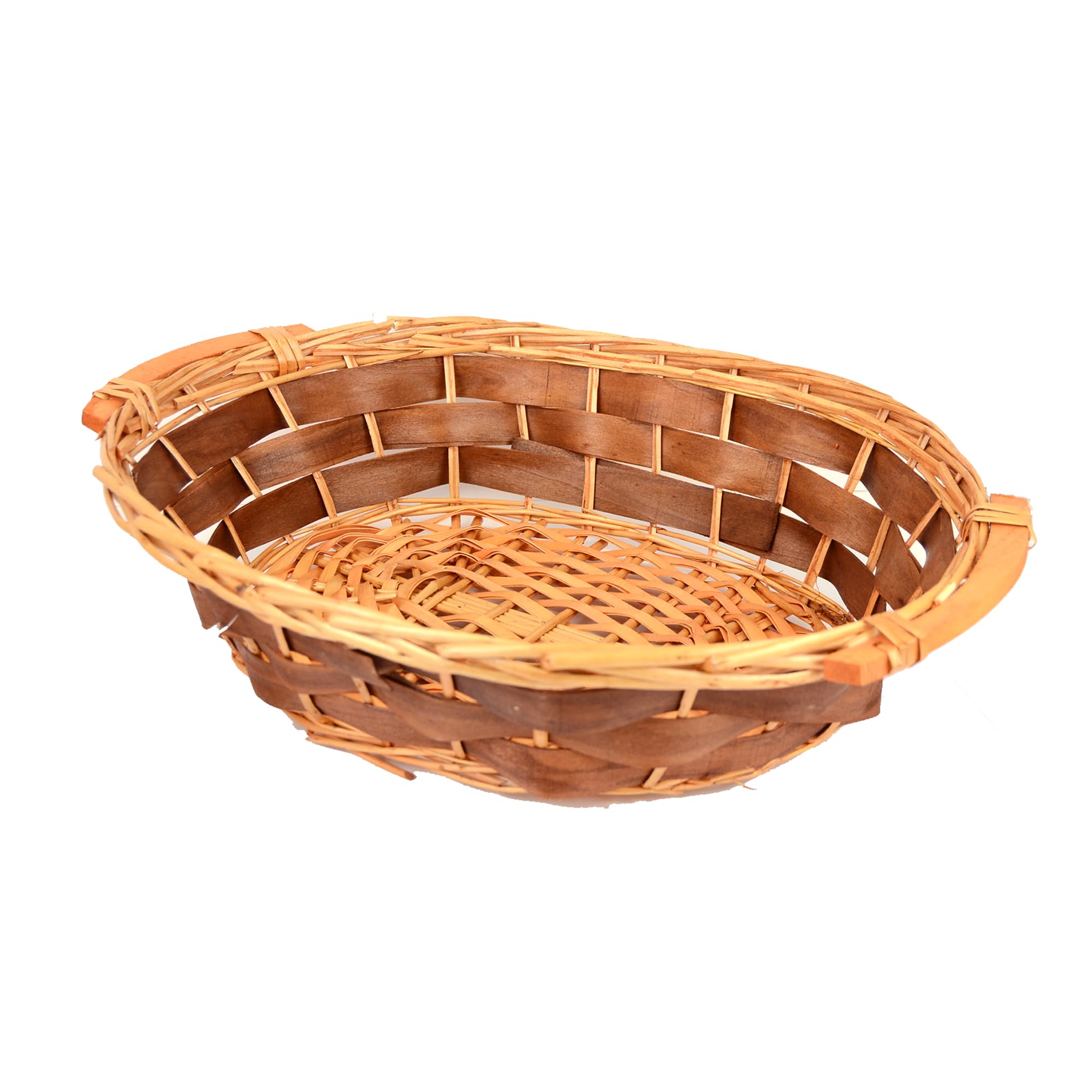 PZ 2 CESTA OVALE IN VIMINI COLORE MARRONE MEDIO CM 51 X 38 H 12 PER CONFEZIONI REGALO NATALE, FESTIVITà, CESTO REGALO ADDOBBI