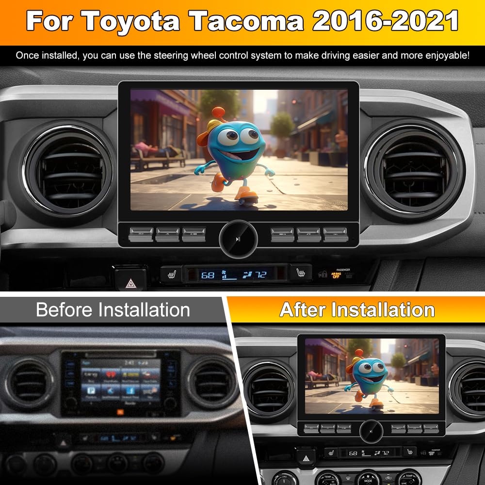 4GB+64GB Qualcomm Car Radio Stereo for Toyota Tacoma 2016 2017 2018 2019 2020 2021 Android 13 with CarPlay Android Auto Bluetooth