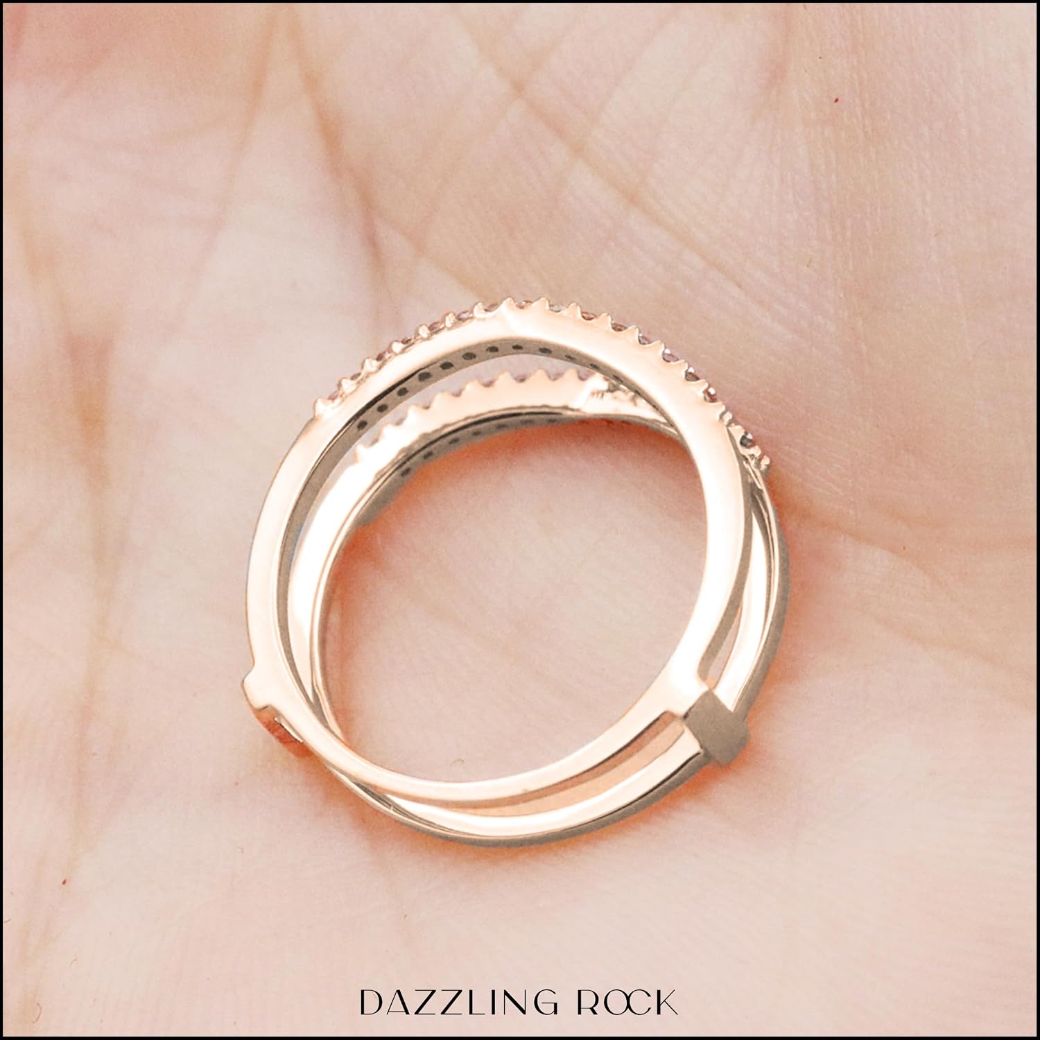 Dazzlingrock Collection 0.18 Ctw Round White Natural Diamond Wedding Enhancer Guard Ring for Women in 14K Rose Real Solid Gold