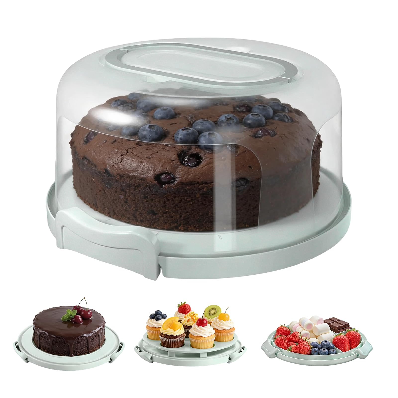 Plastic Cake Box with Lid, Portable Round Cake Container for 10 Inch Cake