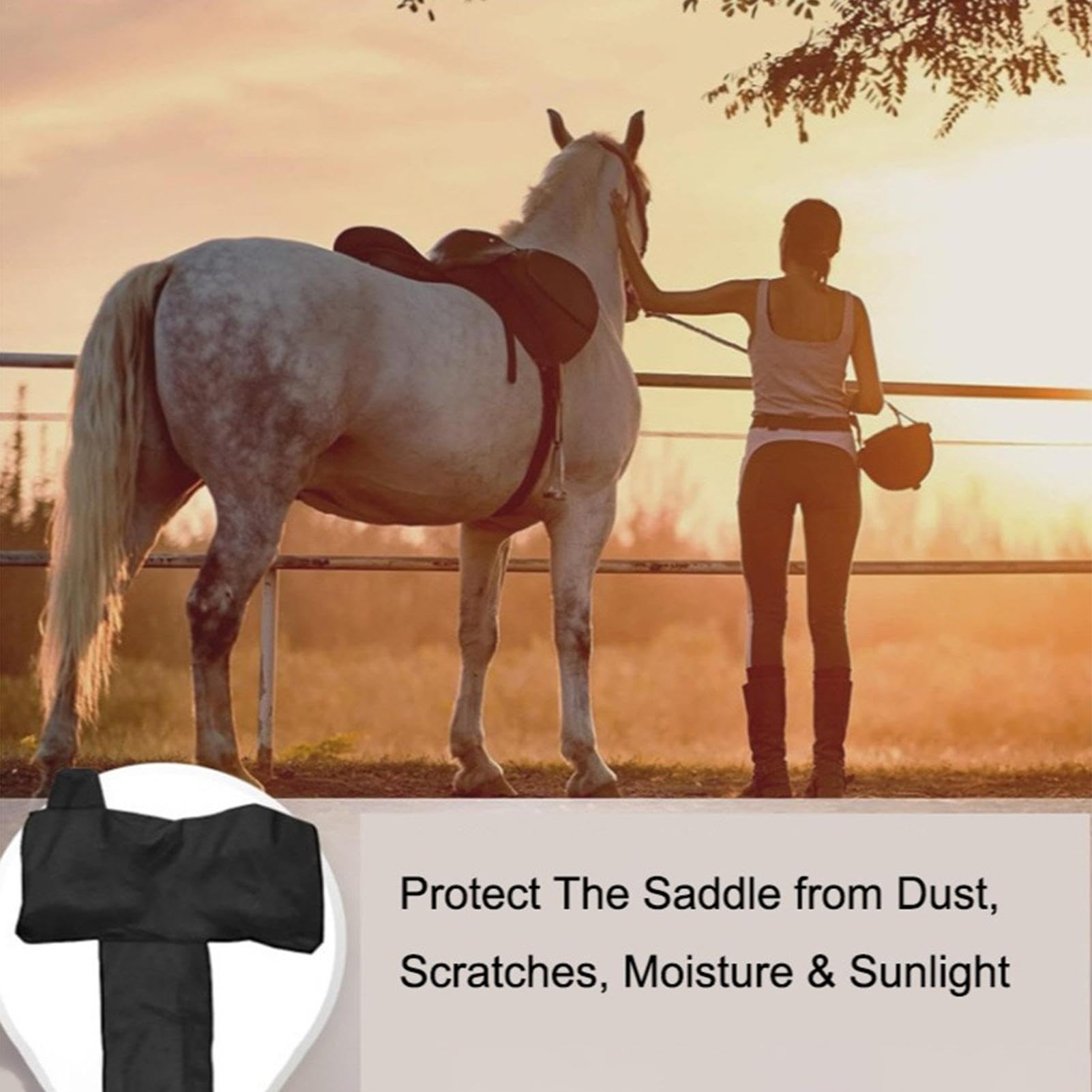 Westernsattel Regenschutz - Westernsattelbezug, Sattelschutz | Westernsattel Regensattel Slip-Cover mit 6 elastischen Gurten, strapazierfähiger Anti-Kratz-Etui, Geschirrschutz, Westernpferdesattel