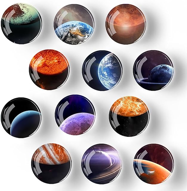 WFNT fridge magnets, glass planet magnets are space keepsakes for home decor and office whiteboards Works with all magnetic boards & metal surfaces Great magnetic