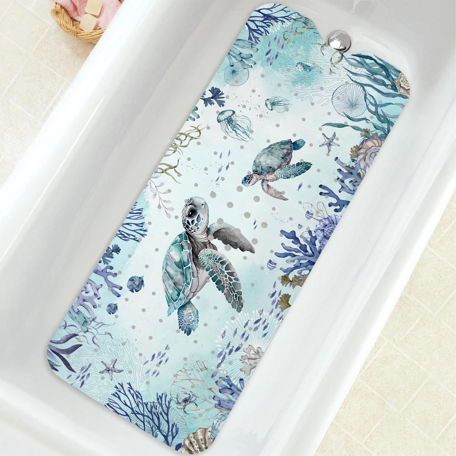 aquoechd Turtle Extra Long Bathtub Mat