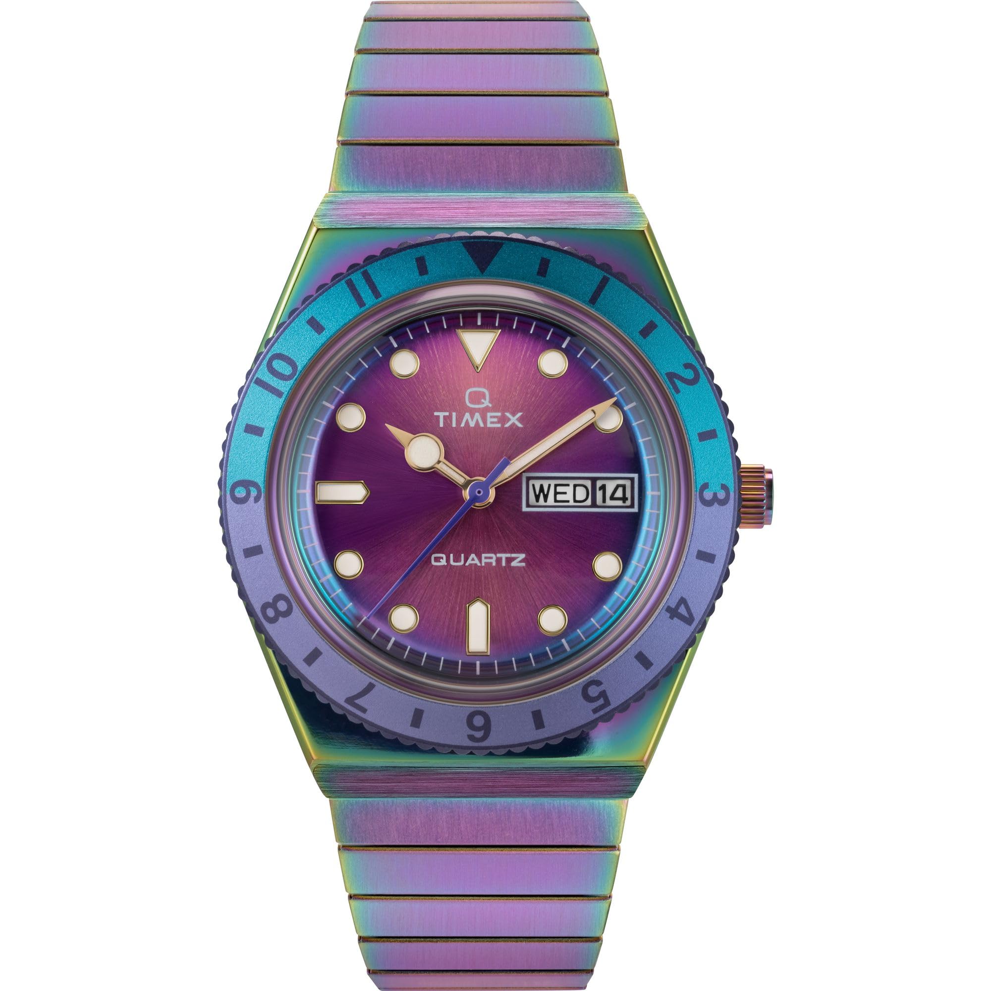 TIMEX Stainless Steel Q Women Blue Dial Round Analog Watch - Tw2W41100Uj, Band_Purple