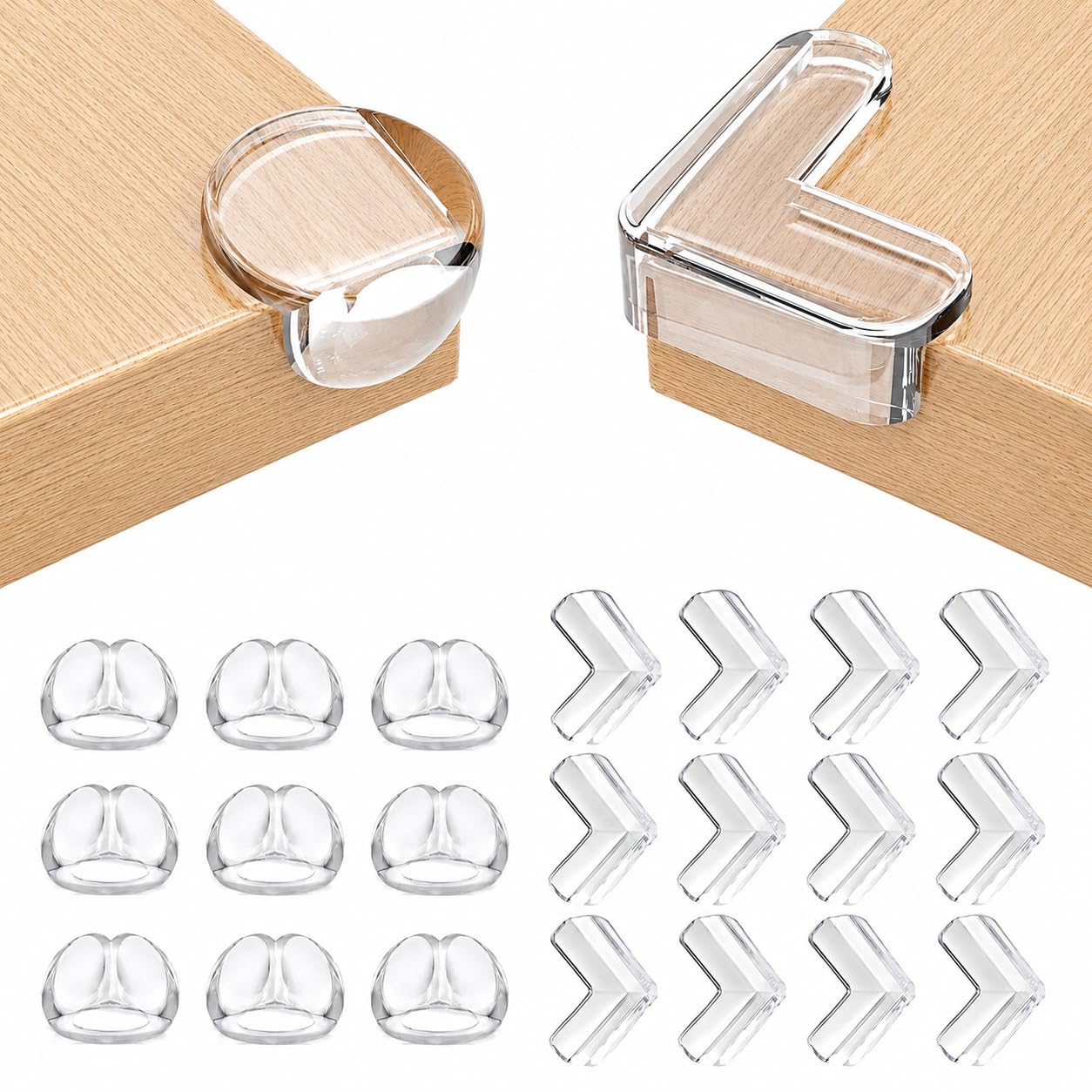 Avigers 21 Pièces Coin de Table Protection Bebe, Protection Meuble Bébé avec Forte Adhérence, Protège-Coins de Table, Pare-Chocs de Sécurité pour Bords Transparents 9 R et 12 L