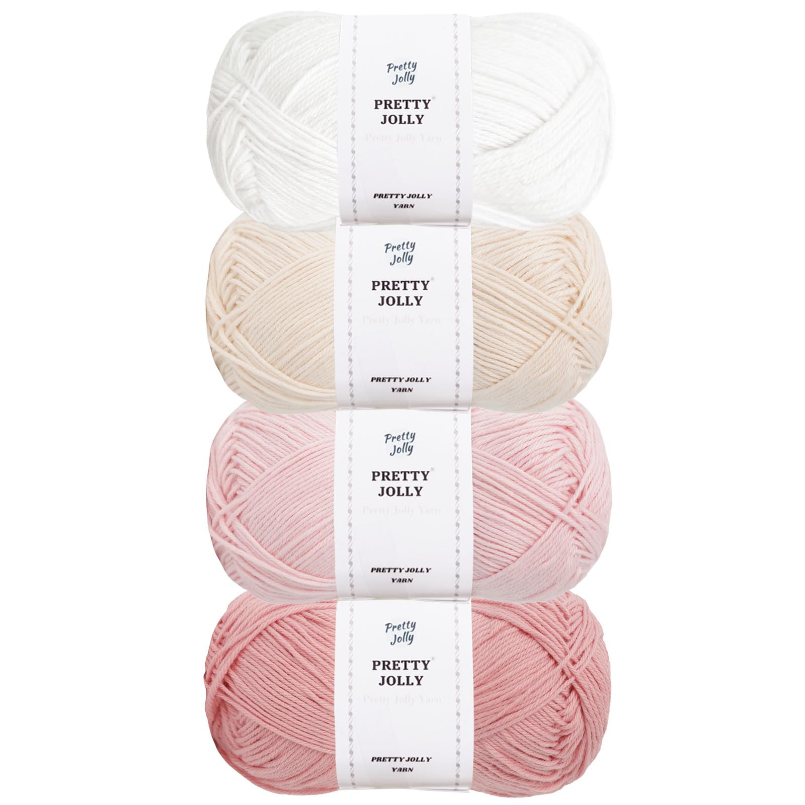 Pretty Jolly 4 Skeins Soft Baby Yarn, 100% Cotton, Crochet & Knitting, 4 Ply, Fingering Weight