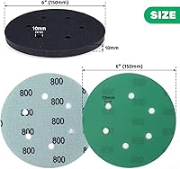 Vista 2 de 41 unidades de discos de lija secos y húmedos con gancho y bucle de 6 pulgadas, surtido de 6 agujeros, papel de lija de larga duración