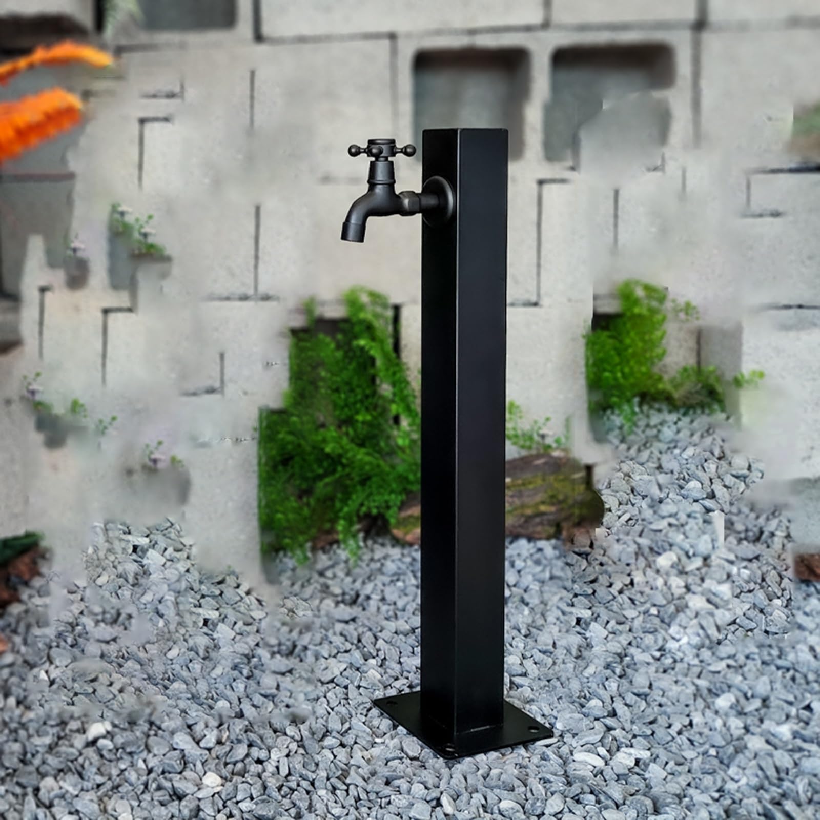Colonne de robinet extérieur noire de 60 cm pour irrigation